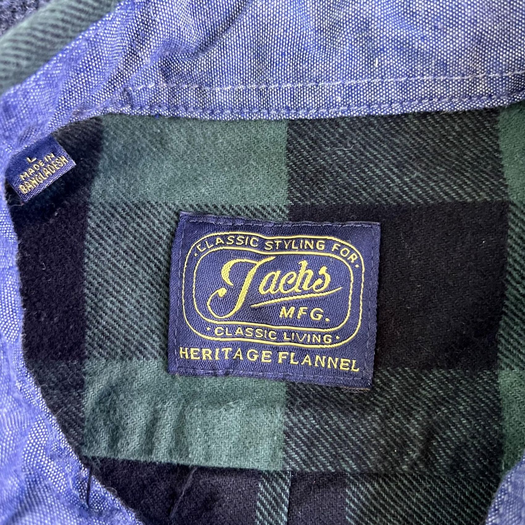 Vintage Jachs MFG Flannel Shirt Mens Large Green Plaid Long Sleeve Button-Up Workwear Size US L / EU 52-54 / 3 - 3 Thumbnail