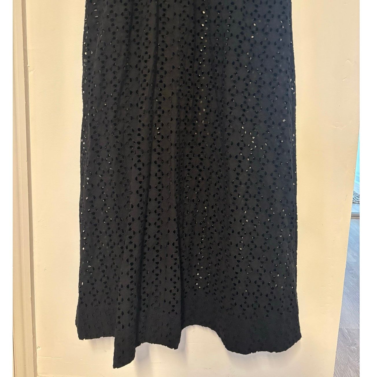 NWT Madewell Eyelet V-Neck Maxi Dress In Black Size 10