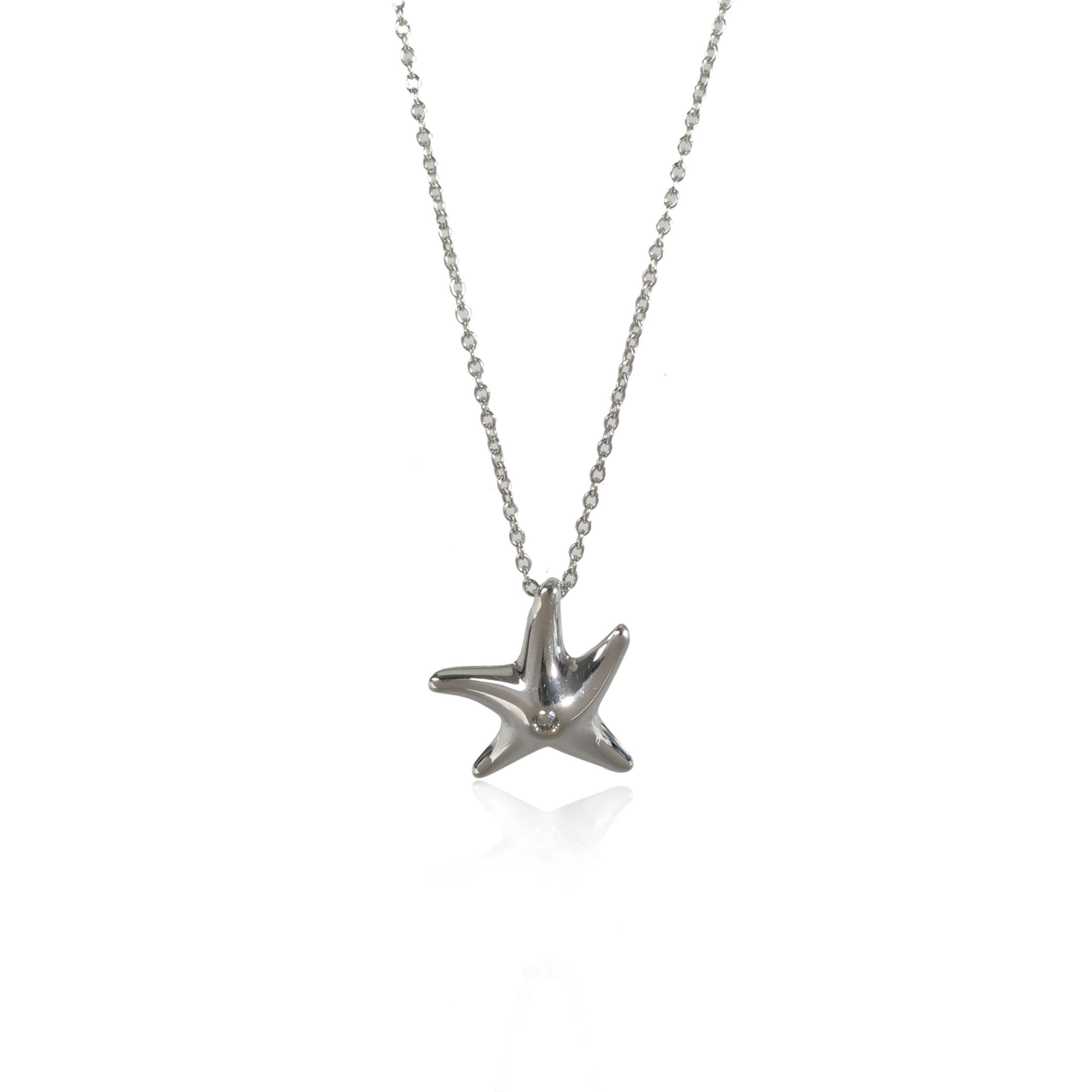 Tiffany & Co. Elsa Peretti Starfish Diamond Pendant in Sterling Silver 0.02 CTW