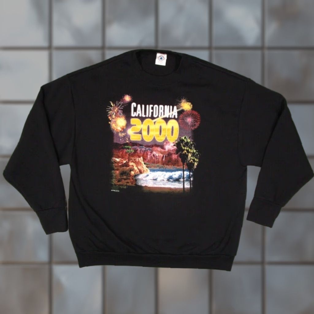 Delta VINTAGE Delta Sweatshirt Mens XL Black CALIFORNIA 2000 1998 USA 90s City Retro Sports Pullover Crew Neck Fleece Cotton Polyester Logo Size US XL / EU 56 / 4 - 1 Thumbnail