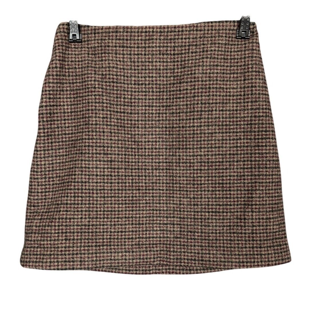 Uniqlo Uniqlo Wool Blend Tweed Checked A-Line Brown Mini Skirt 4 Size 27" / US 4 / IT 40 - 1 Thumbnail