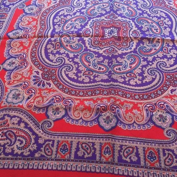 Vintage Vintage Red Paisley Scarf Handkerchief Size ONE SIZE - 2 Thumbnail