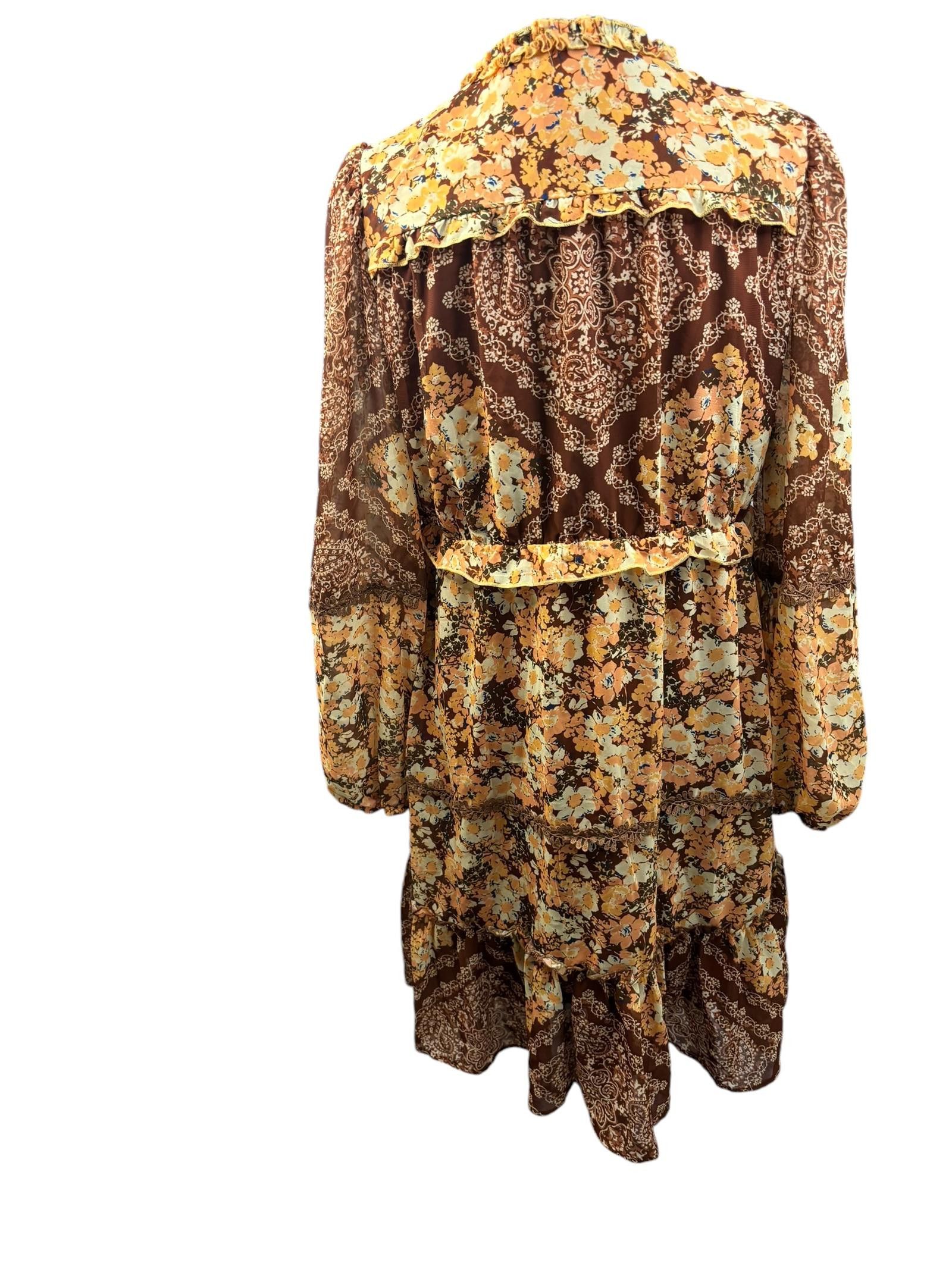 Designer Miss Me Floral Print Long Sleeve Dress Womens Size Medium Size M / US 6-8 / IT 42-44 - 3 Thumbnail