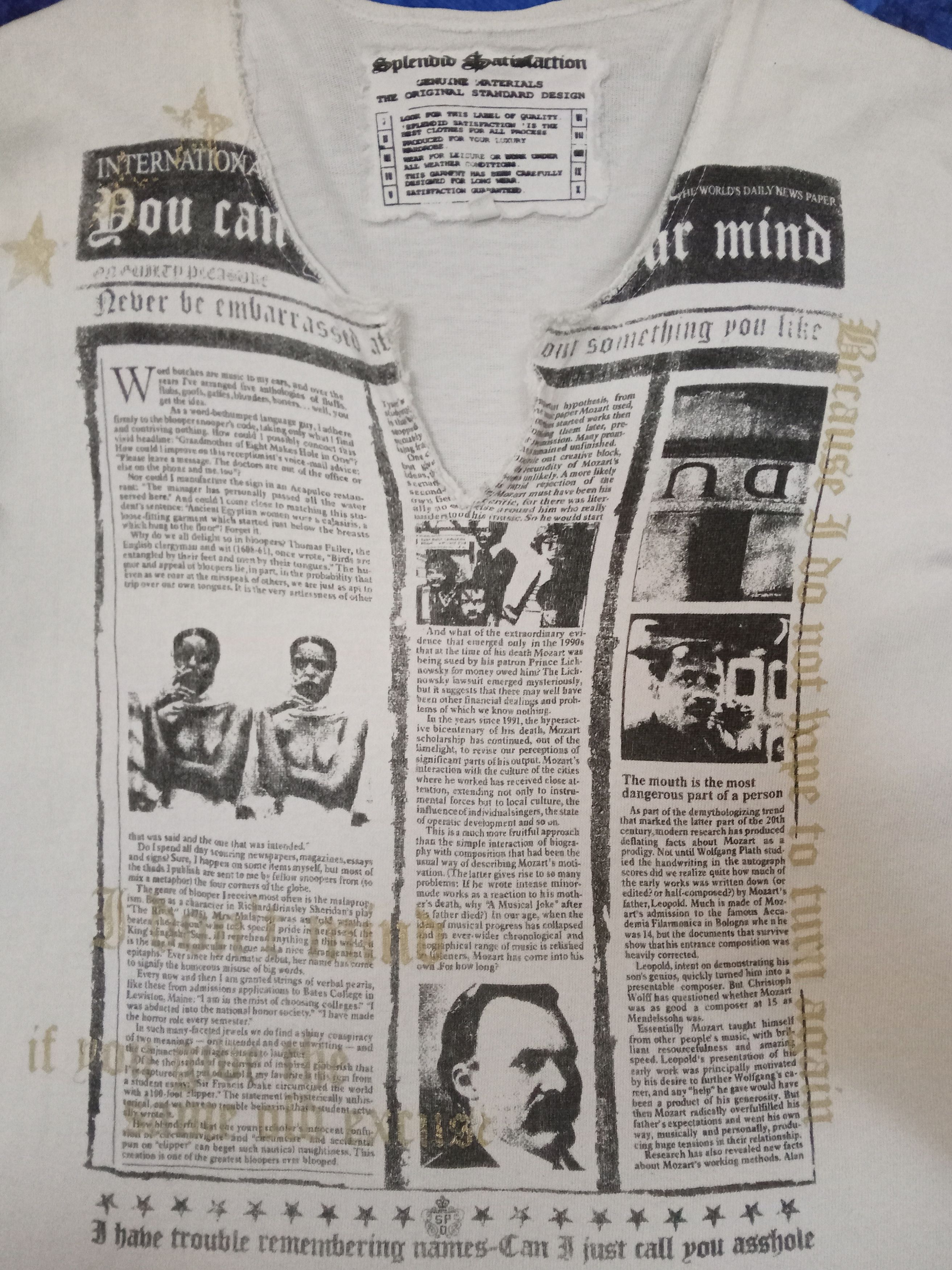 Japanese Brand Splendid Satisfaction Newspaper Gazette Design Top Size L / US 10 / IT 46 - 1 Thumbnail