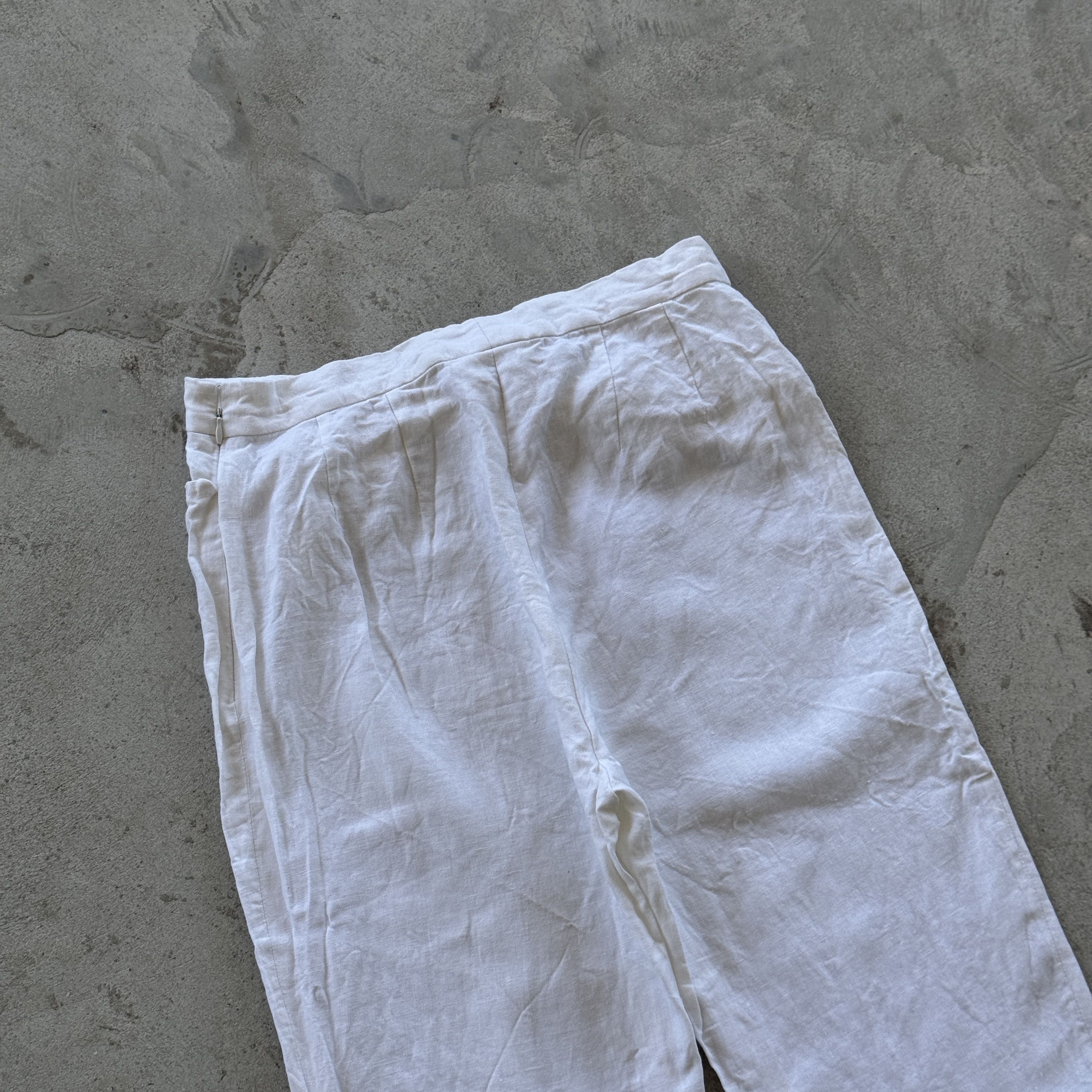 Vintage Max Mara Puro Lino White Linen Pants Made In Italy Size 32" / US 10 / IT 46 - 4 Thumbnail