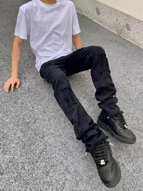 Japanese Brand punk flared damaged ripped jeans Size US 32 / EU 48 - 3 Thumbnail