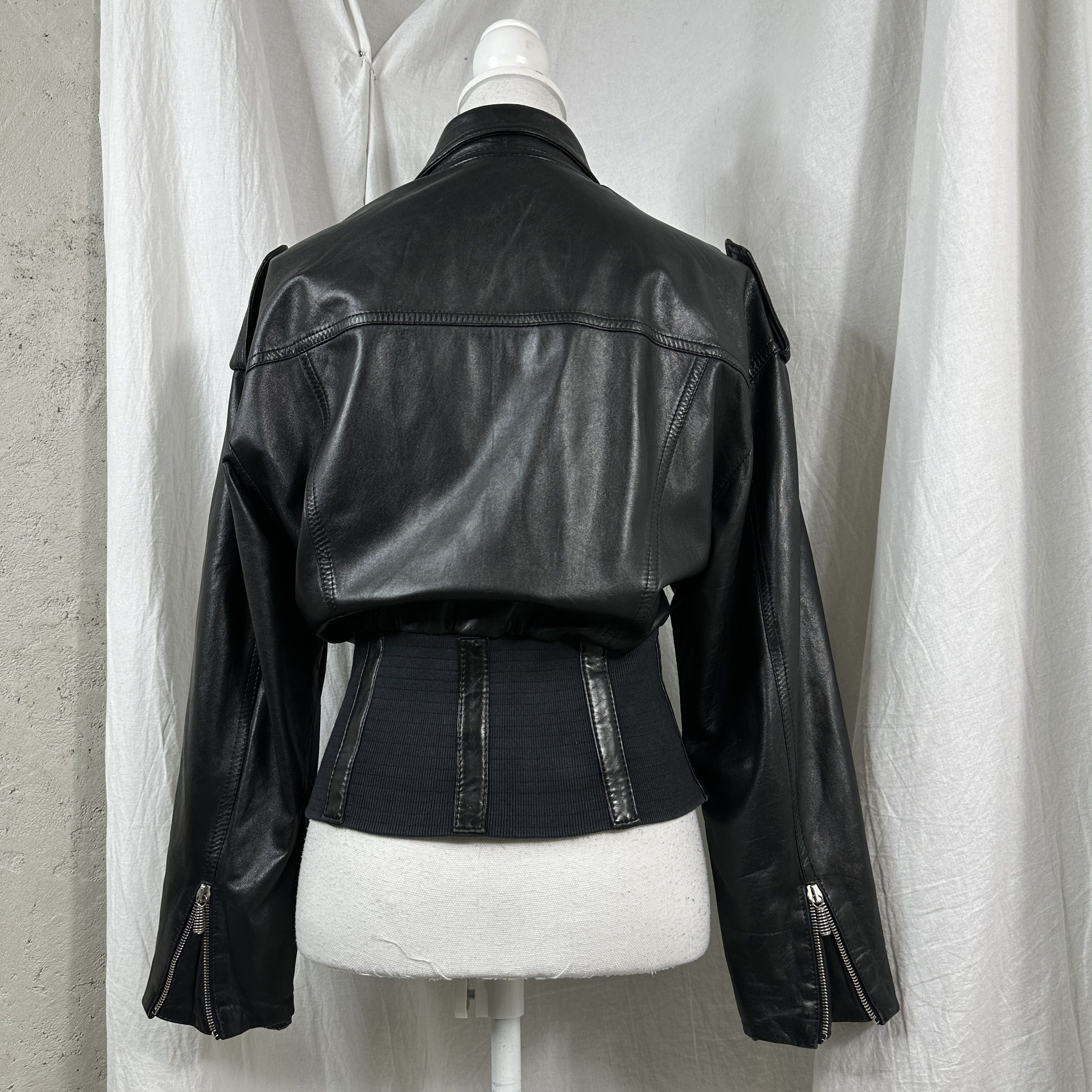 Vintage Vintage Avant Garde Biker Leather Jacket Made in Italy Size M / US 6-8 / IT 42-44 - 10 Thumbnail