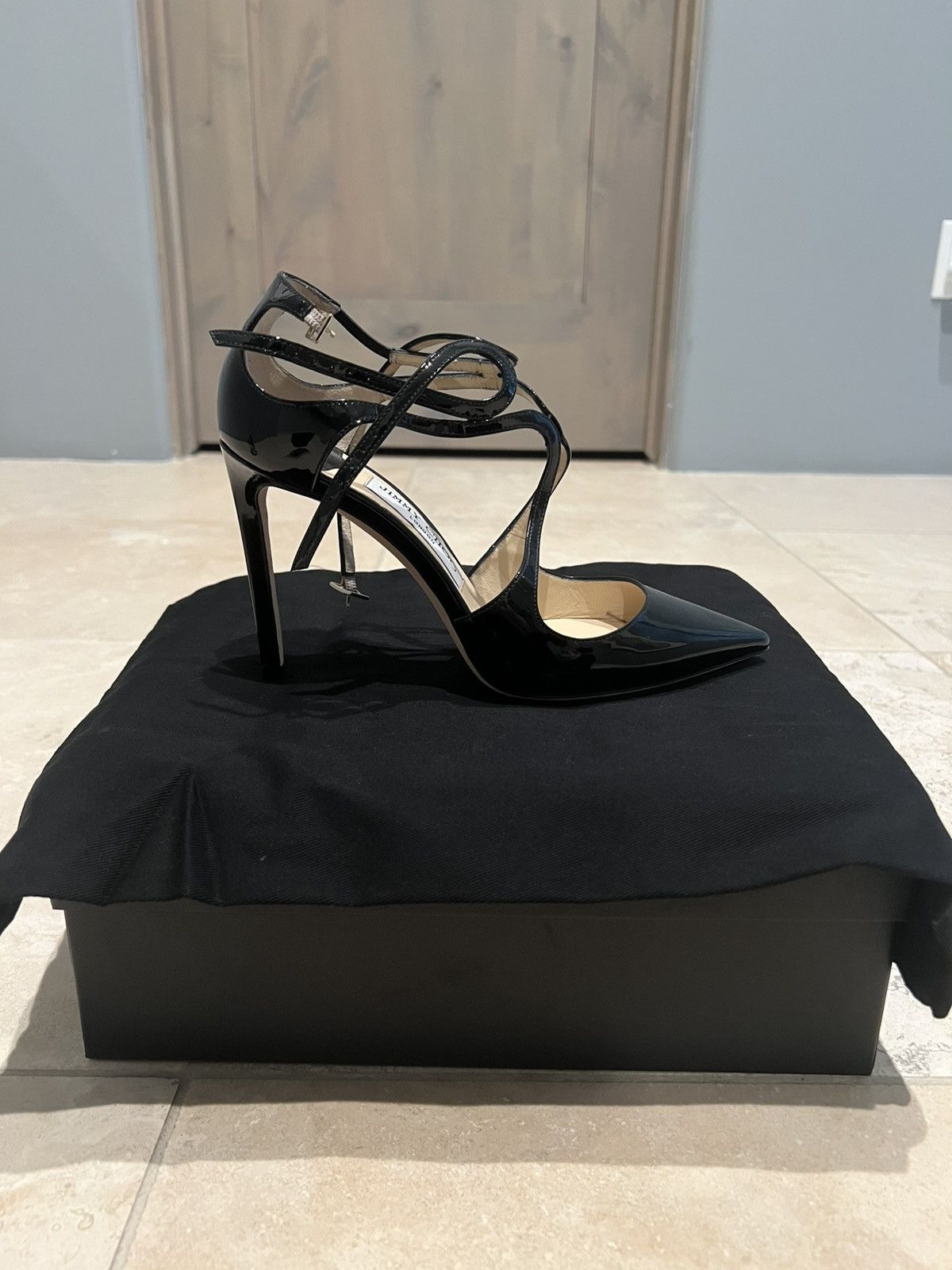 Jimmy Choo Lang black patent leather heels Size US 7.5 / IT 37.5 - 2 Thumbnail