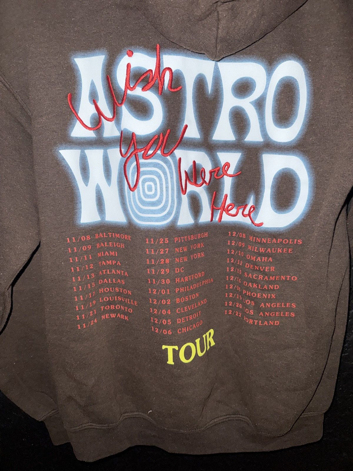 Travis Scott AstroWorld Wish You Were Here Tour Hoodie Brown Small Size US S / EU 44-46 / 1 - 4 Thumbnail
