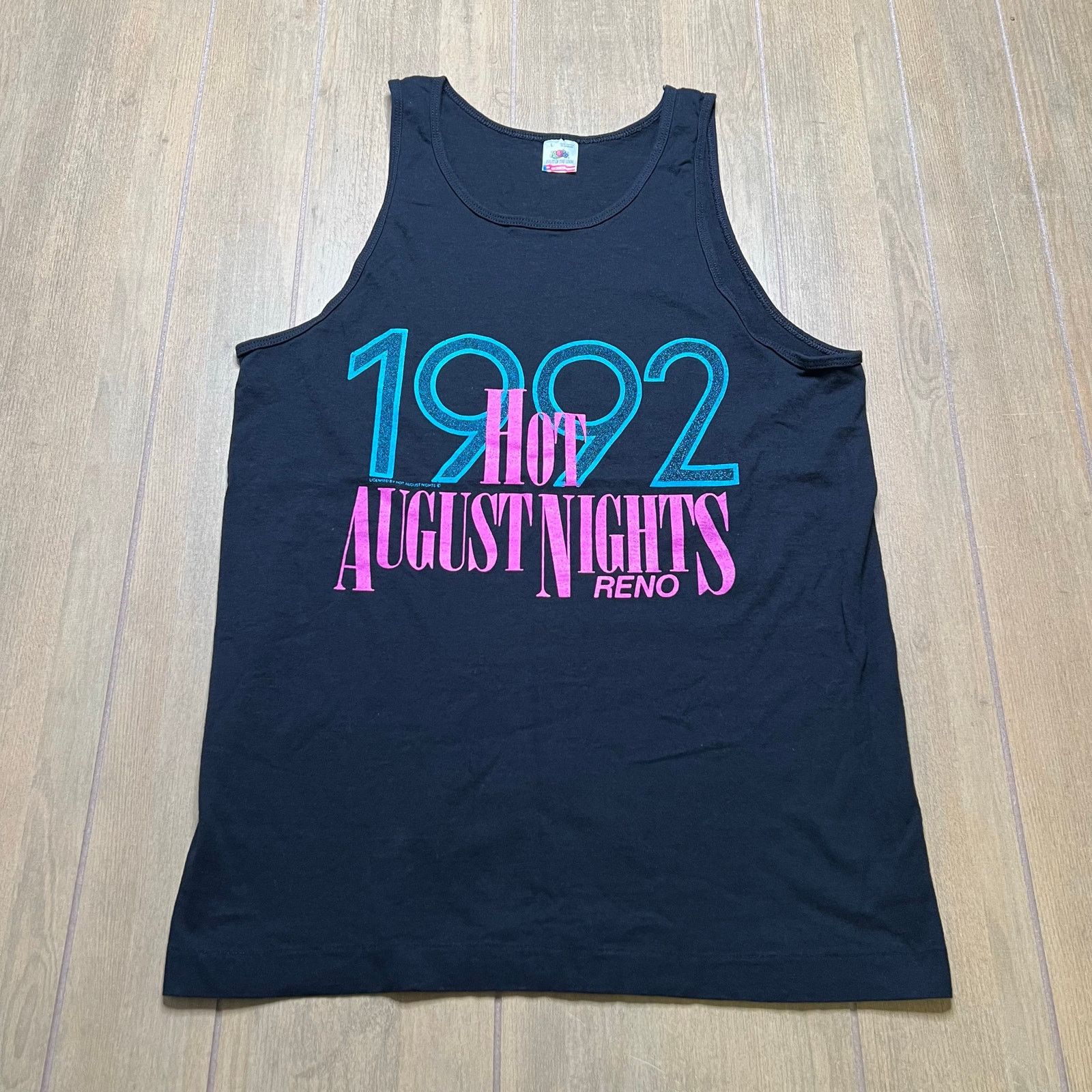Fruit Of The Loom Vintage 90s Hot August Nights Reno Men's Tank Top Black Sz L Size US L / EU 52-54 / 3 - 1 Thumbnail