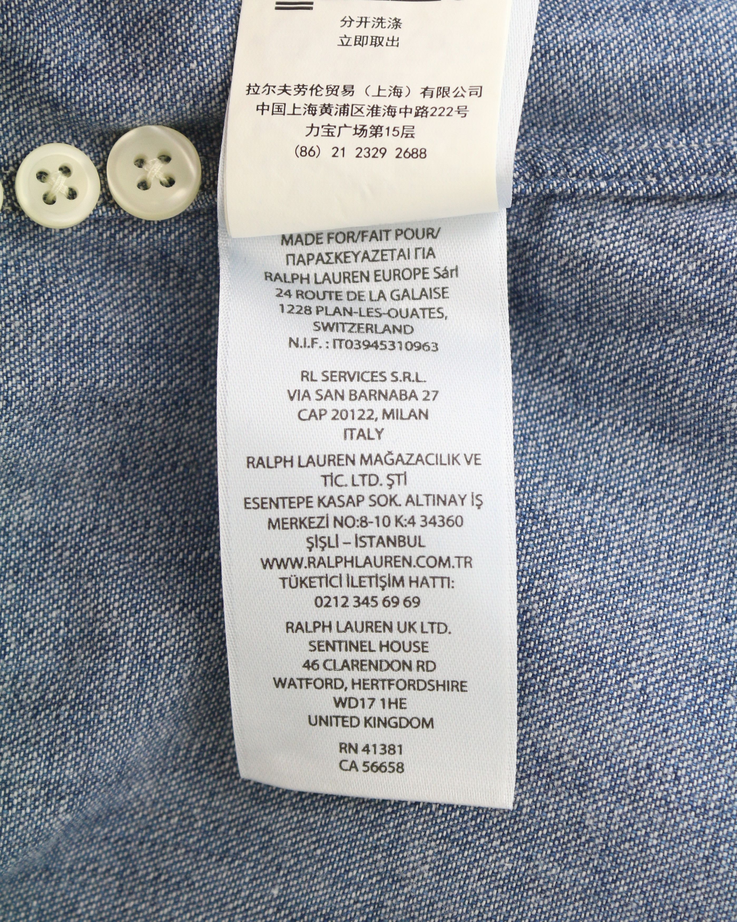 Ralph Lauren CORE REPLEN S Blue Denim Faded Button Down Slim 86995 Size US S / EU 44-46 / 1 - 12 Thumbnail