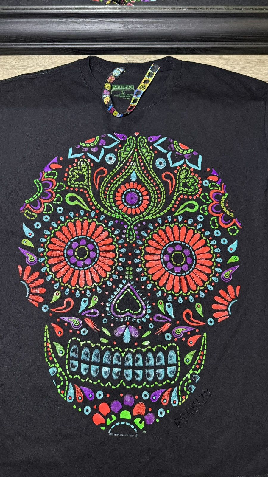 Affliction Y2K 2000s Skull Day Of The Dead Black Light Big Logo Shirt Size US L / EU 52-54 / 3 - 4 Thumbnail