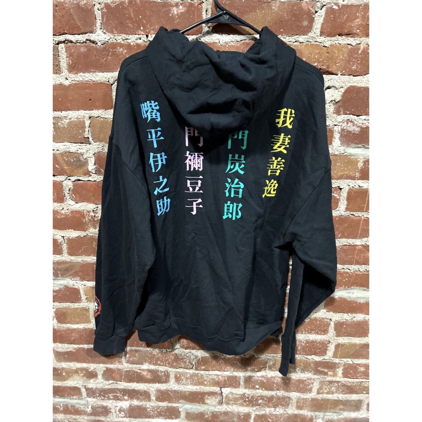 Vintage Demon Slayer Kimetsu no Yaiba Men XL Graphic Black Hoodie Pullover Long Sleeve Sweatshirt Drawstring Hoodie Logo Pockets All Seasons Anime Cartoon Size US XL / EU 56 / 4 - 3 Thumbnail