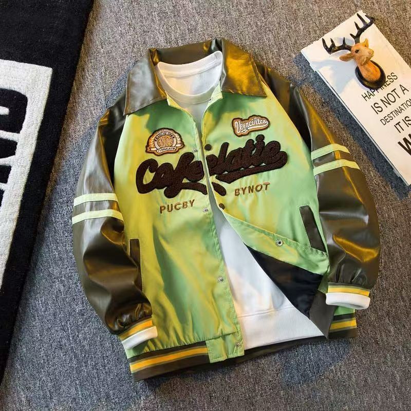Vintage Green & Brown Leather Sleeve Varsity Jacket Size US M / EU 48-50 / 2 - 1 Thumbnail
