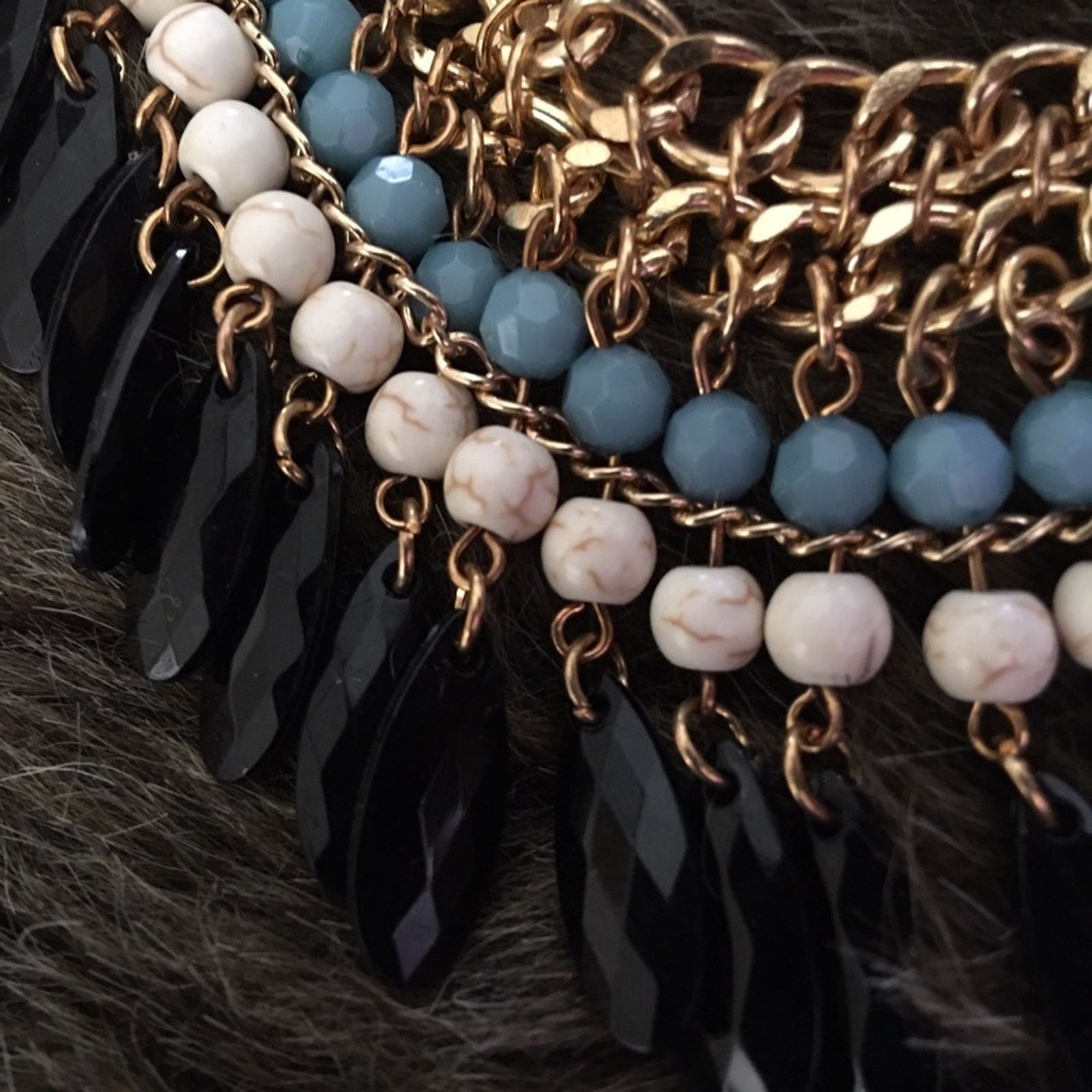 Jewelry Multi tone beaded fringe chain link necklace Size ONE SIZE - 7 Thumbnail