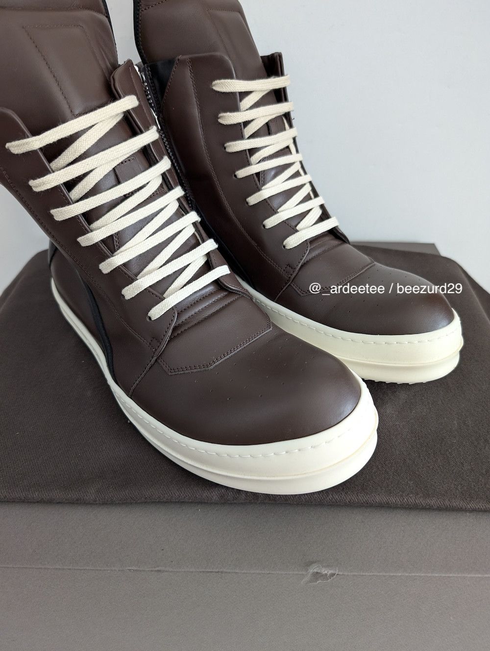 Rick Owens 💥UNRELEASED 1/1 SAMPLE GEOBASKETS BROWN/BLACK FW23 Size US 11 / EU 44 - 4 Thumbnail