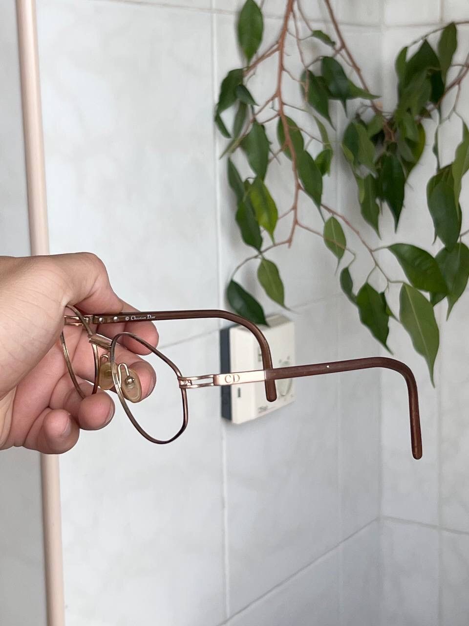 Dior × Vintage Christian Dior '90s Brown Oval Hook Frame Eyeglasses Eyewear Size ONE SIZE - 13 Thumbnail