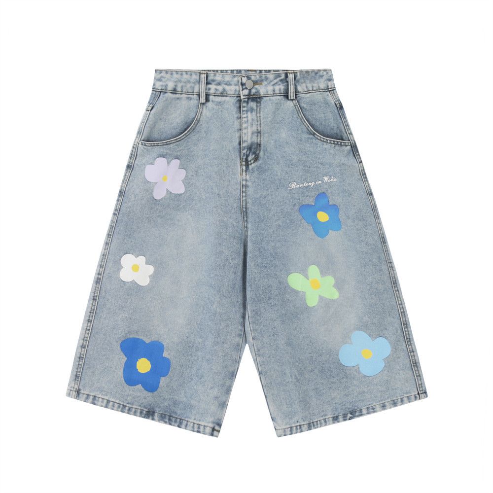 Japanese Brand × Jean Men's old washed casual loose floral print denim shorts y2k Size US 32 / EU 48 - 1 Thumbnail