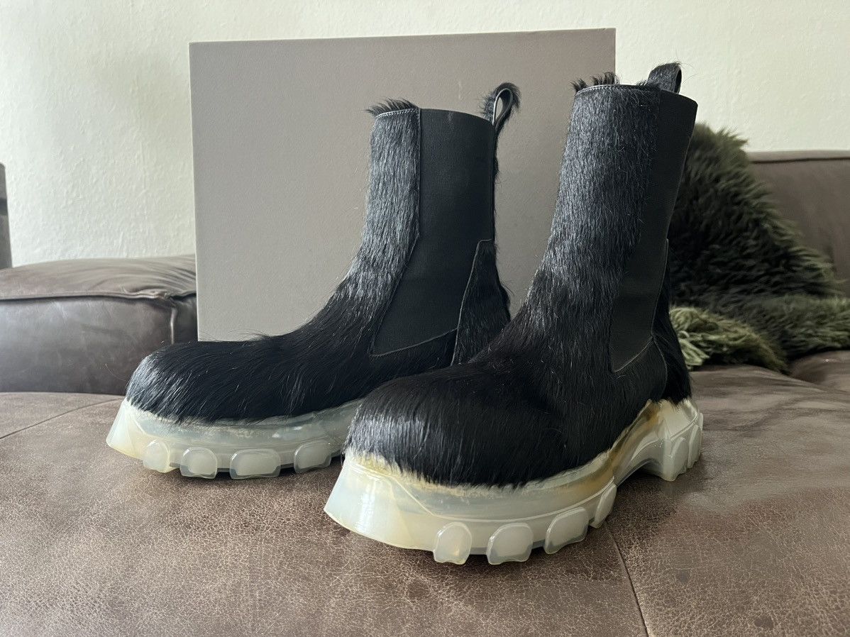 Rick Owens Ankle-high cow-hair Chelsea boots in black. Size US 11 / EU 44 - 7 Thumbnail