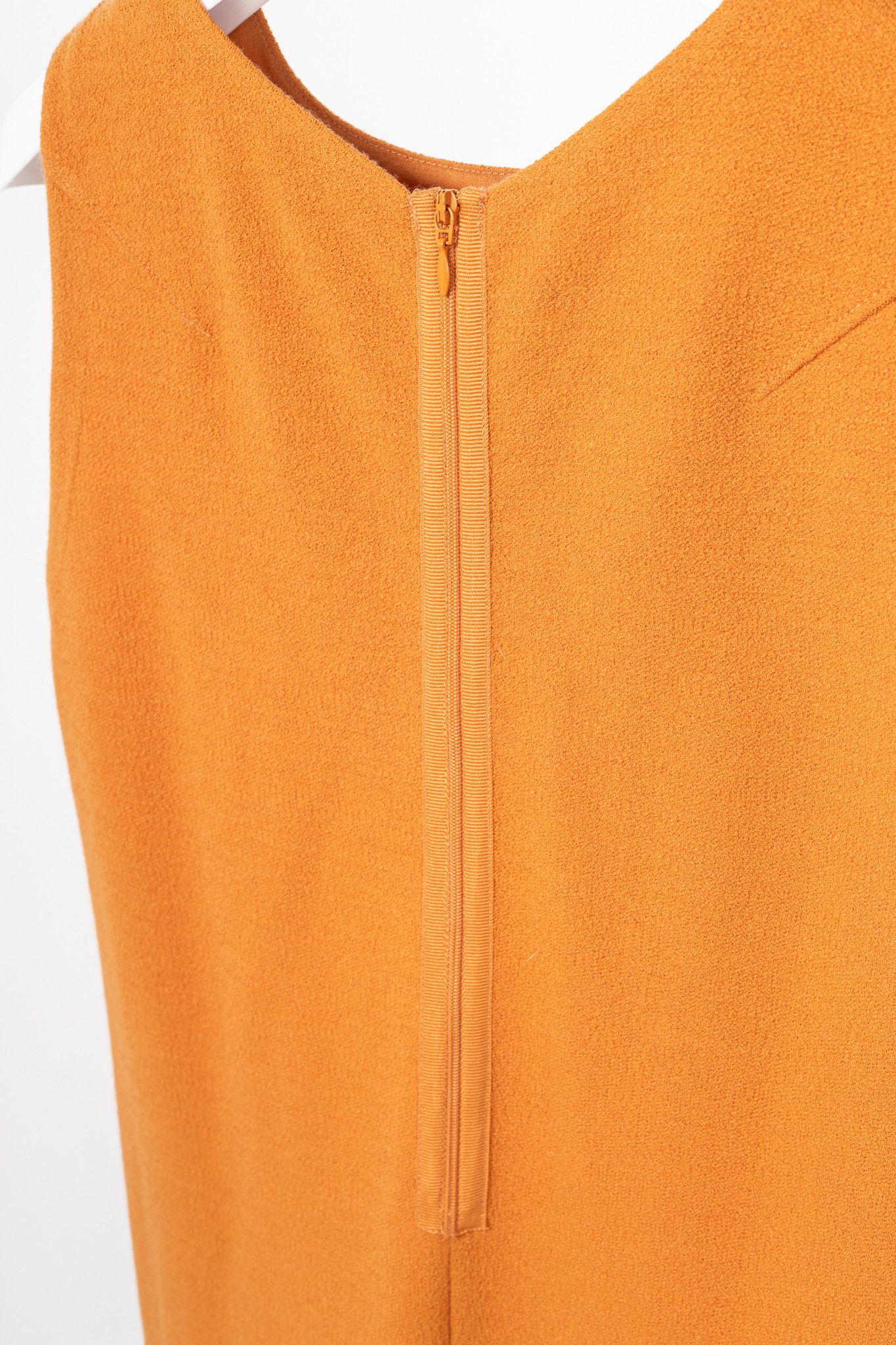 Armani Collezioni Armani Collezioni Orange Wool-Terry Sleeveless Sheath Dress Size M / US 6-8 / IT 42-44 - 6 Thumbnail