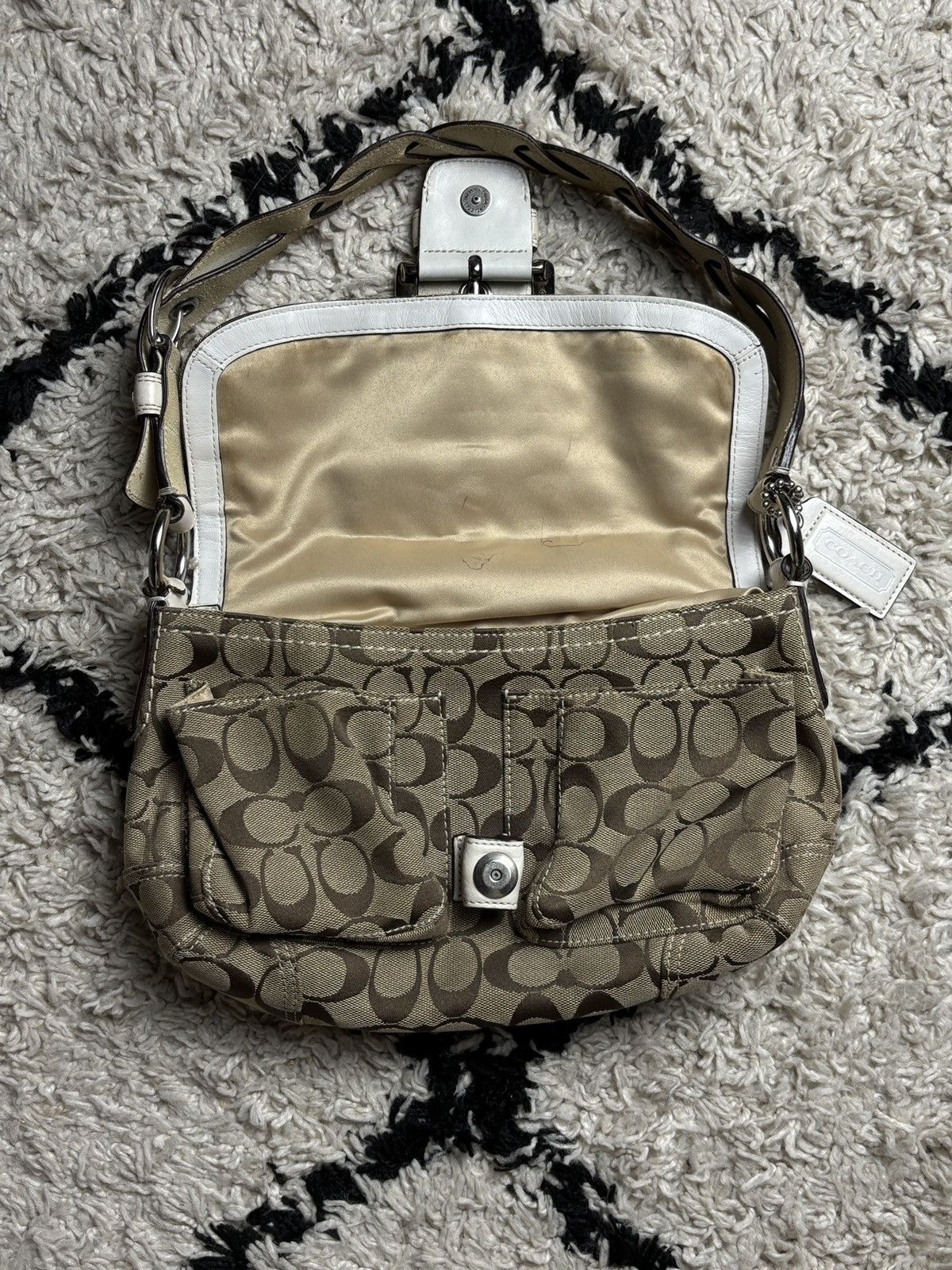 Coach Coach Jacquard Leather Signature Soho Y2K Hand Bag Vintage Size ONE SIZE - 6 Thumbnail