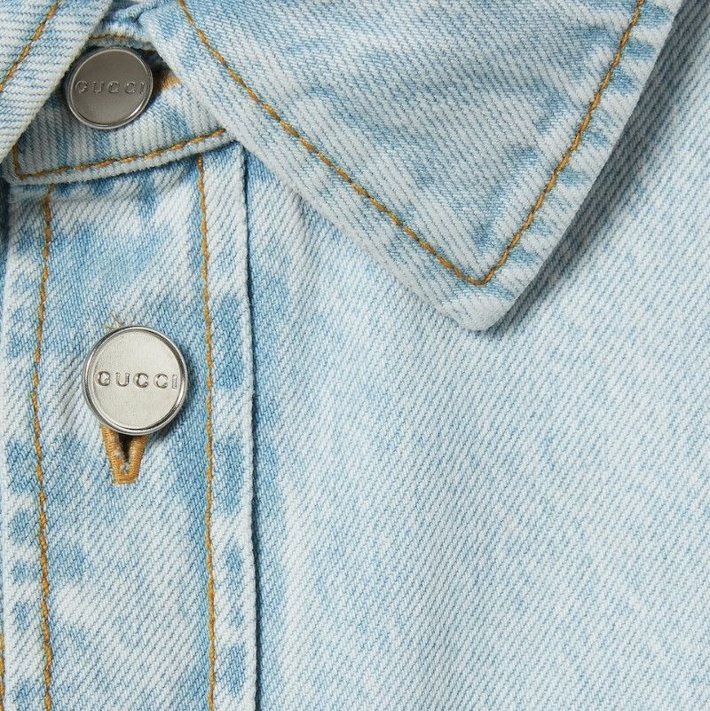 Gucci oc11z526 Lasered Denim Shirt in Light Blue Size US M / EU 48-50 / 2 - 7 Thumbnail
