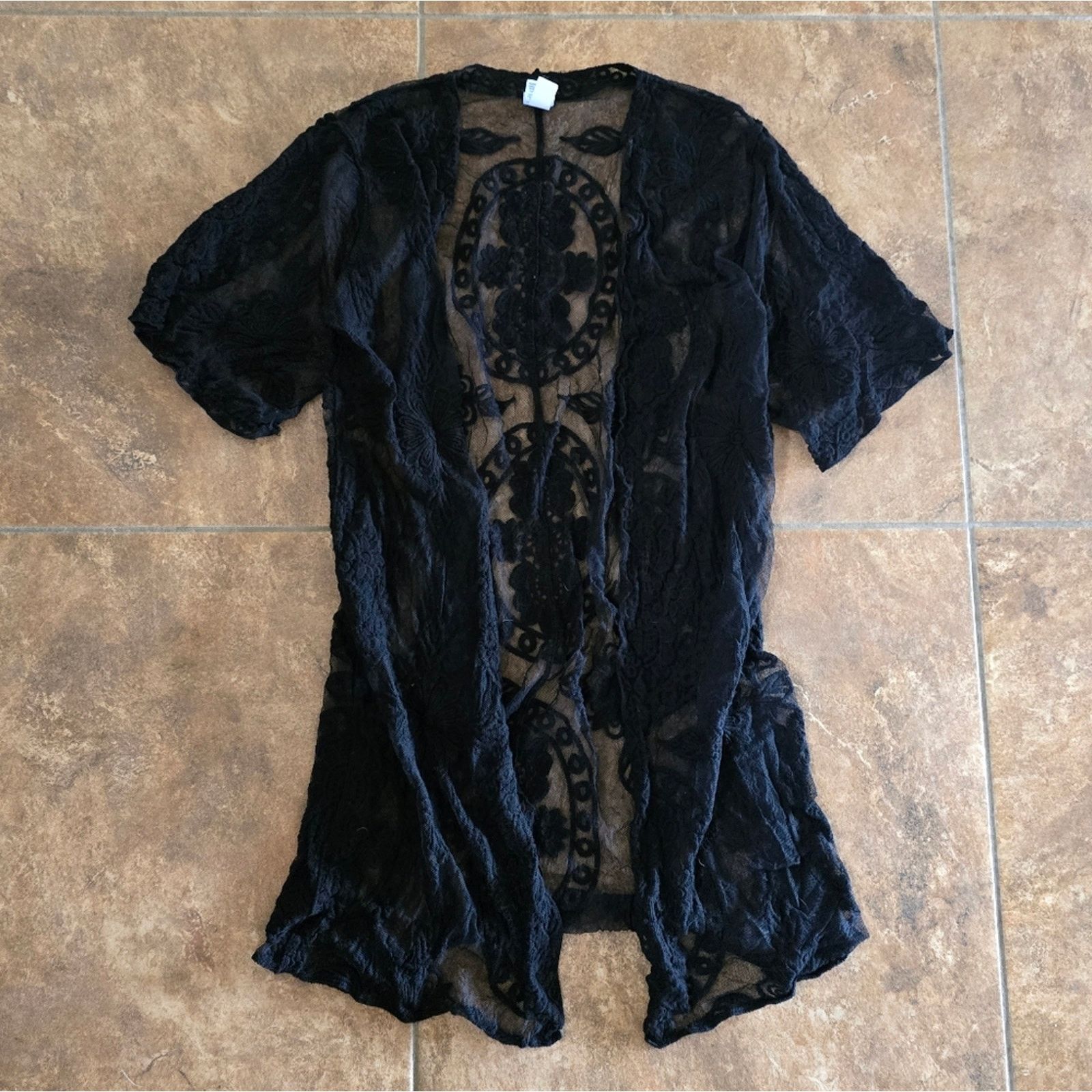 Other Black Laced Longline Duster Cardigan Size M / US 6-8 / IT 42-44 - 1 Thumbnail
