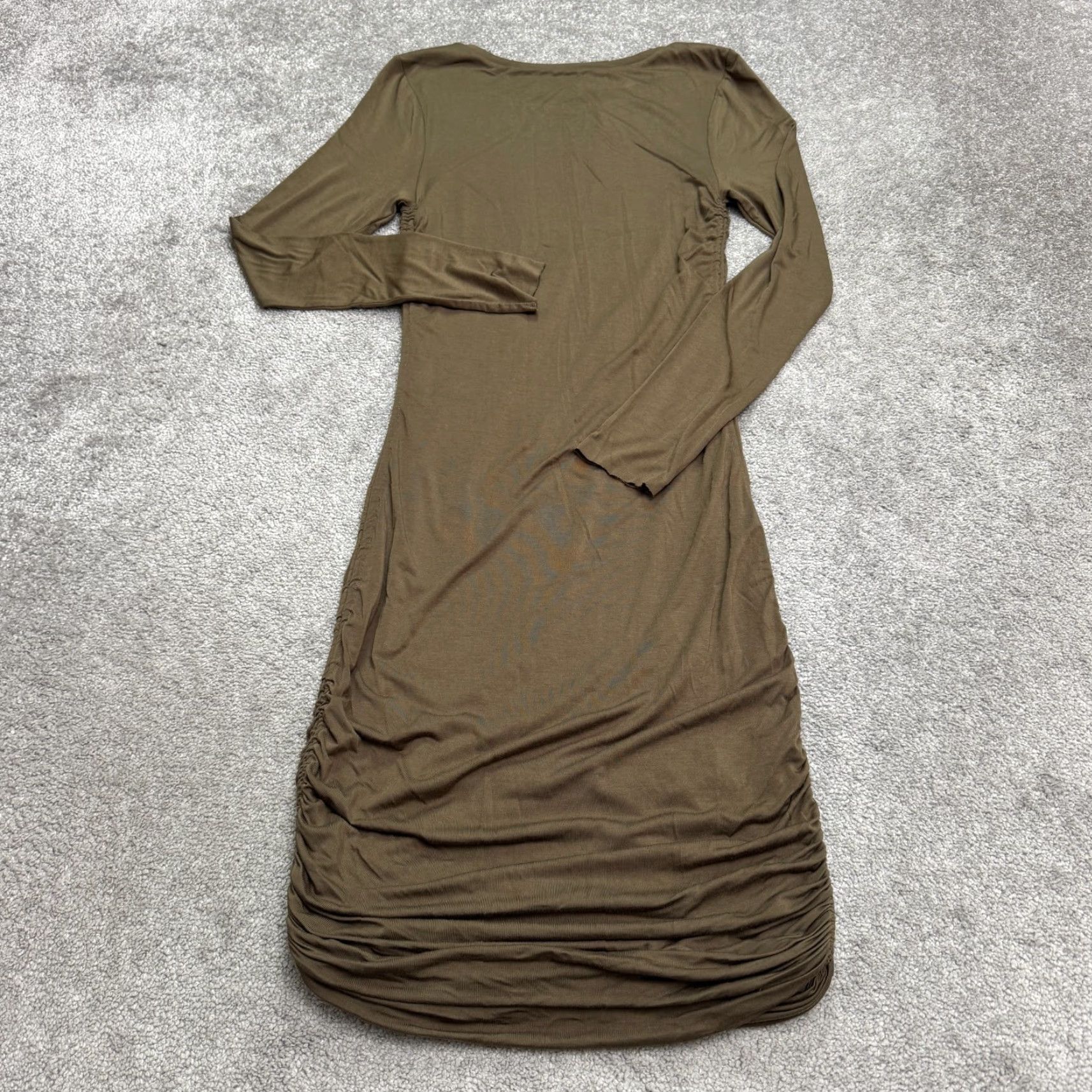 Good American Good American Maxi Dress Womens L Green Ruched Long Sleeve Rayon Spandex Size L / US 10 / IT 46 - 2 Thumbnail