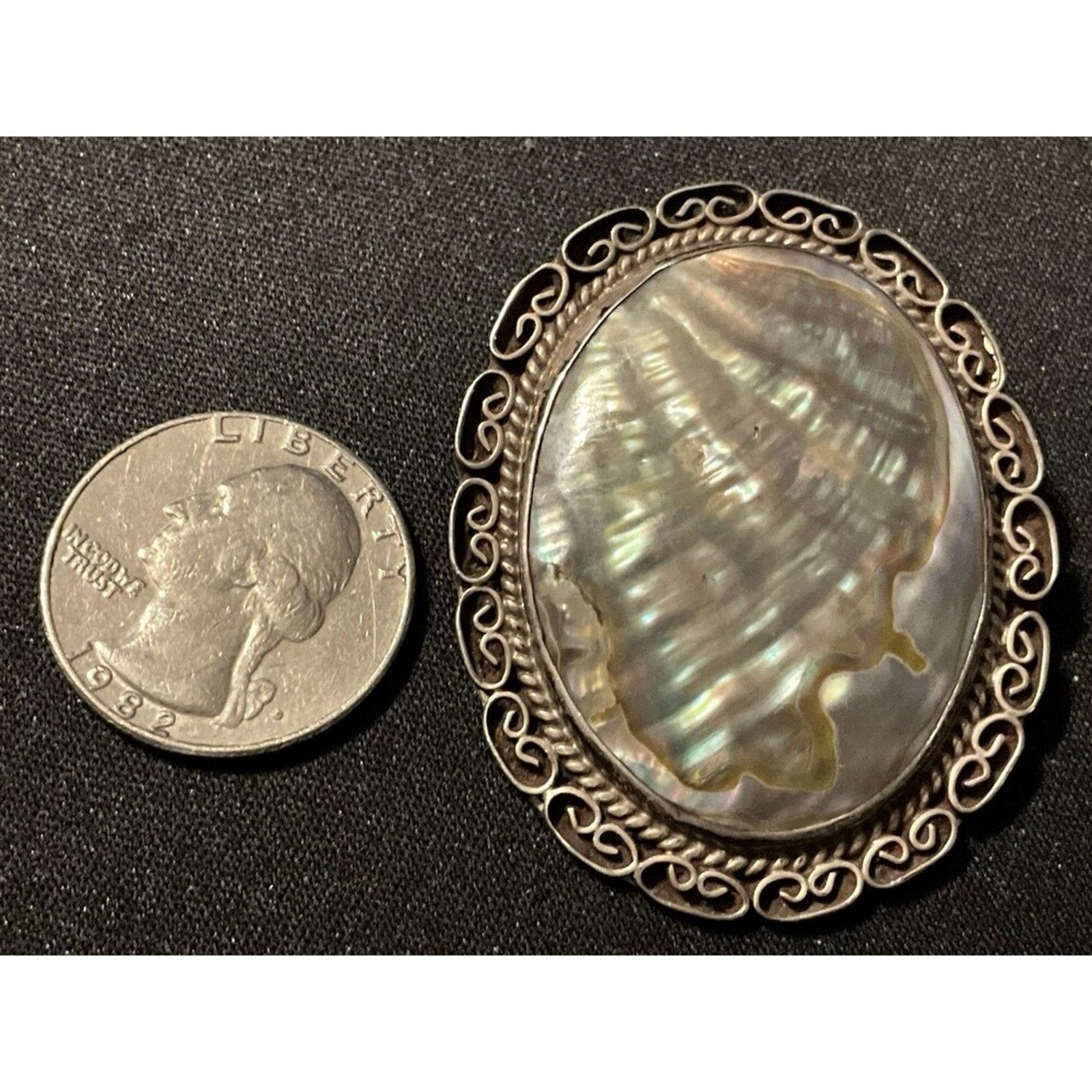 Other Vintage 925 Abalone Brooch/Pedant Signed Size ONE SIZE - 3 Thumbnail