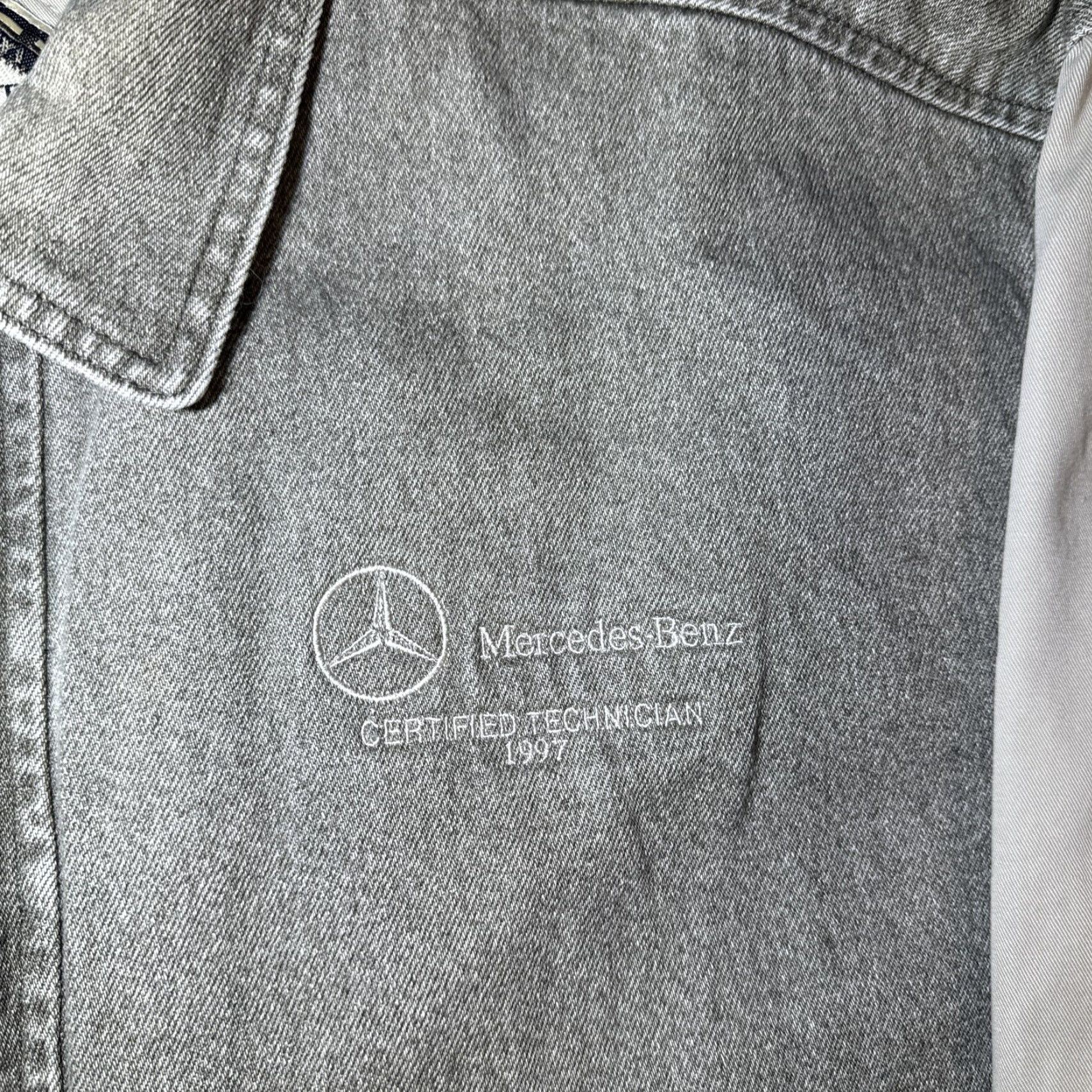 Mercedes-Benz VINTAGE Mercedes-Benz Bomber Jacket Denim Gray XL Men's Car Style Jacket Size US XL / EU 56 / 4 - 4 Thumbnail