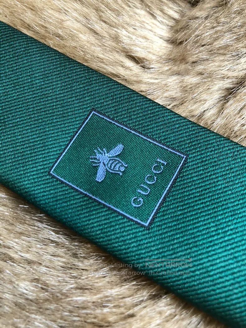 Gucci Gucci Wolf Head Green Silk Tie Size ONE SIZE - 3 Thumbnail