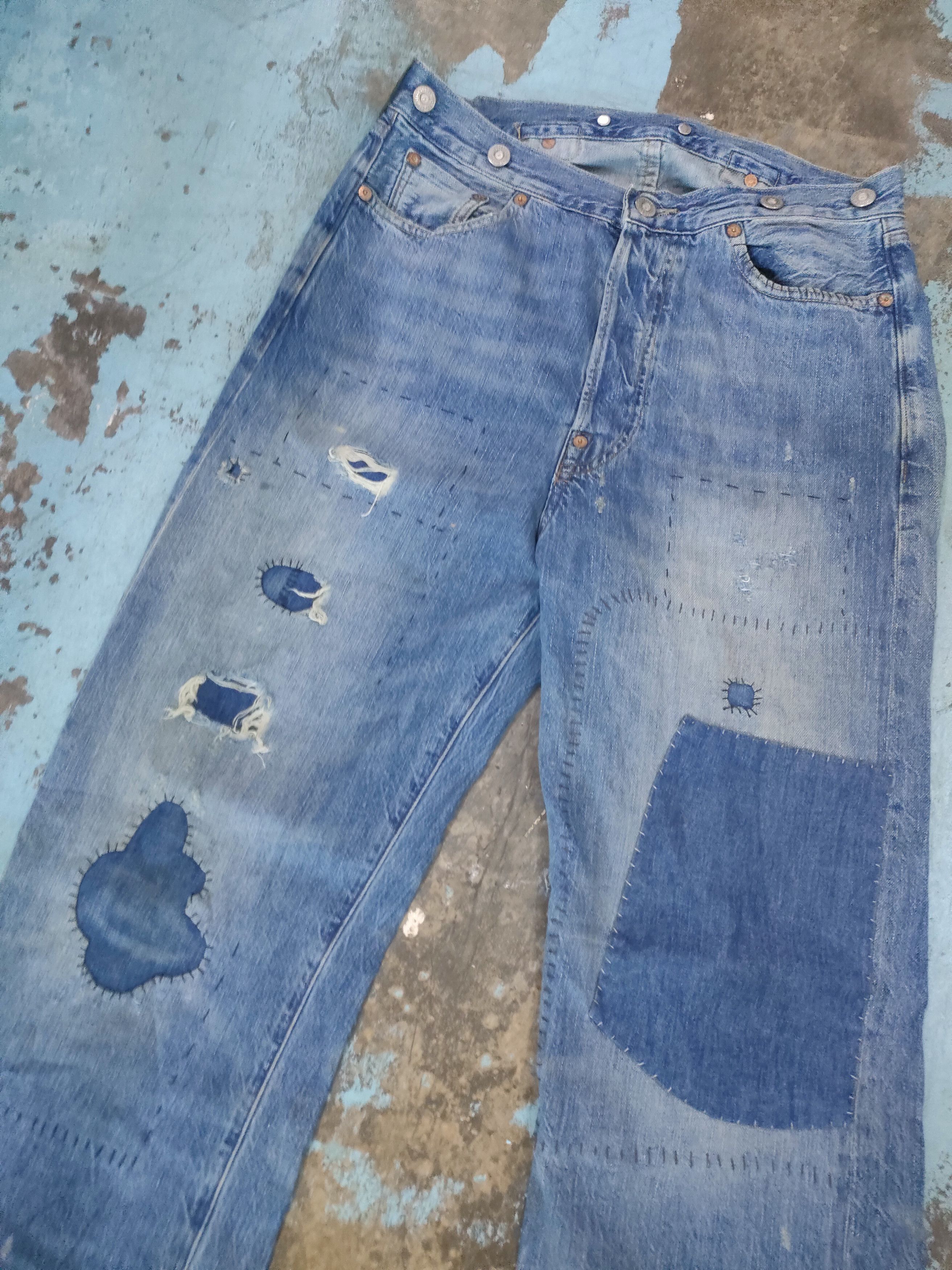 Levi's Vintage Clothing Levi's Patch Bovine Leather Patchwork Selvedge Jeans Size US 29 - 2 Thumbnail