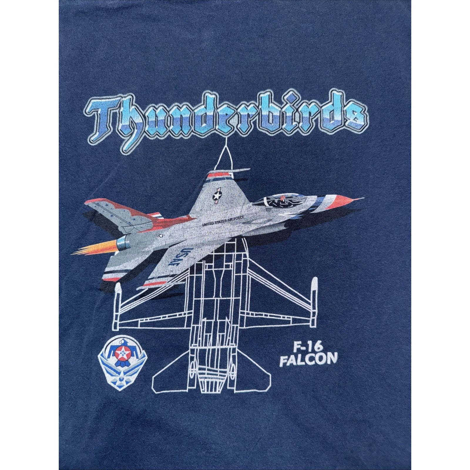 Hypebeast × Vintage Vintage Thunderbirds F-16 Falcon T-Shirt Navy Blue XL 22x27 Size US XL / EU 56 / 4 - 2 Thumbnail