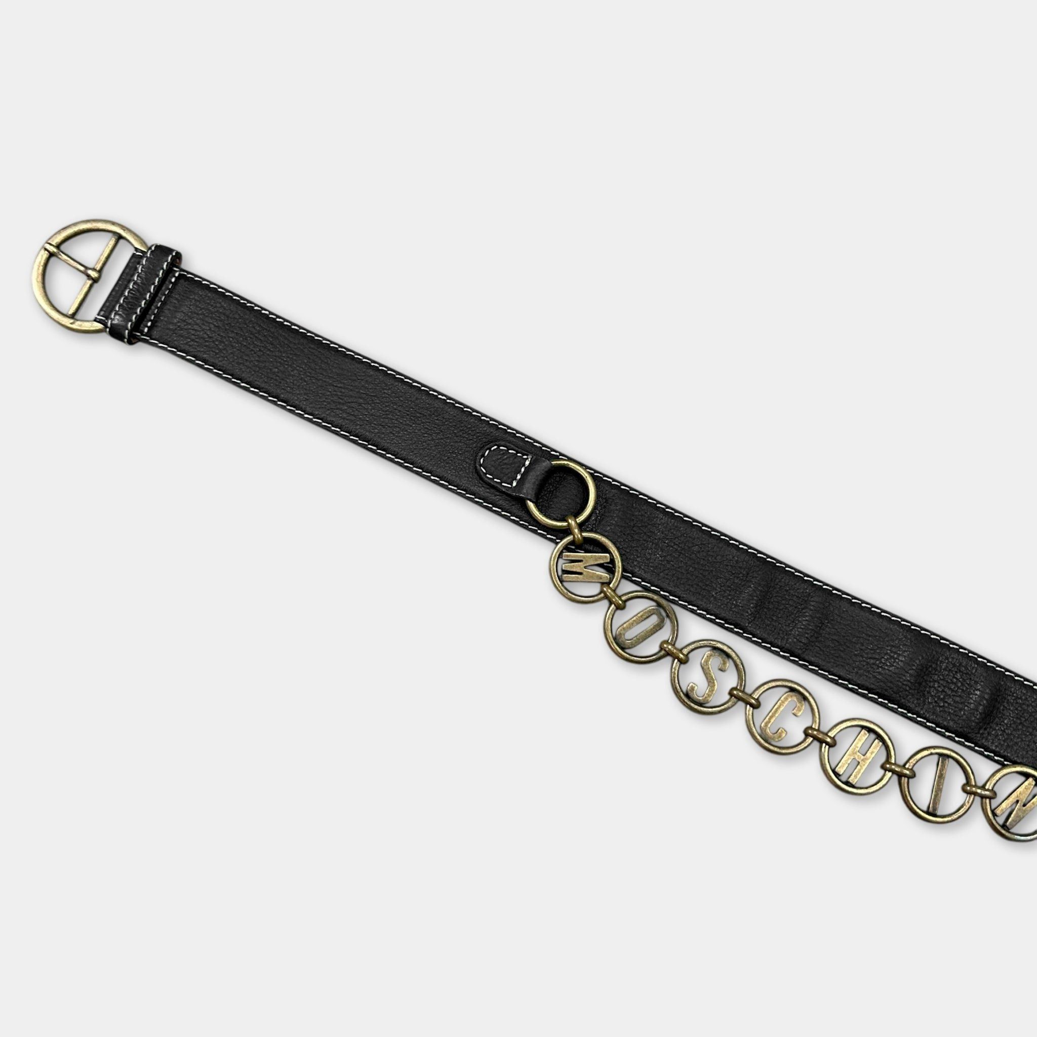 Moschino 90's Moschino Logo Lettering Leather Belt Size ONE SIZE - 4 Thumbnail