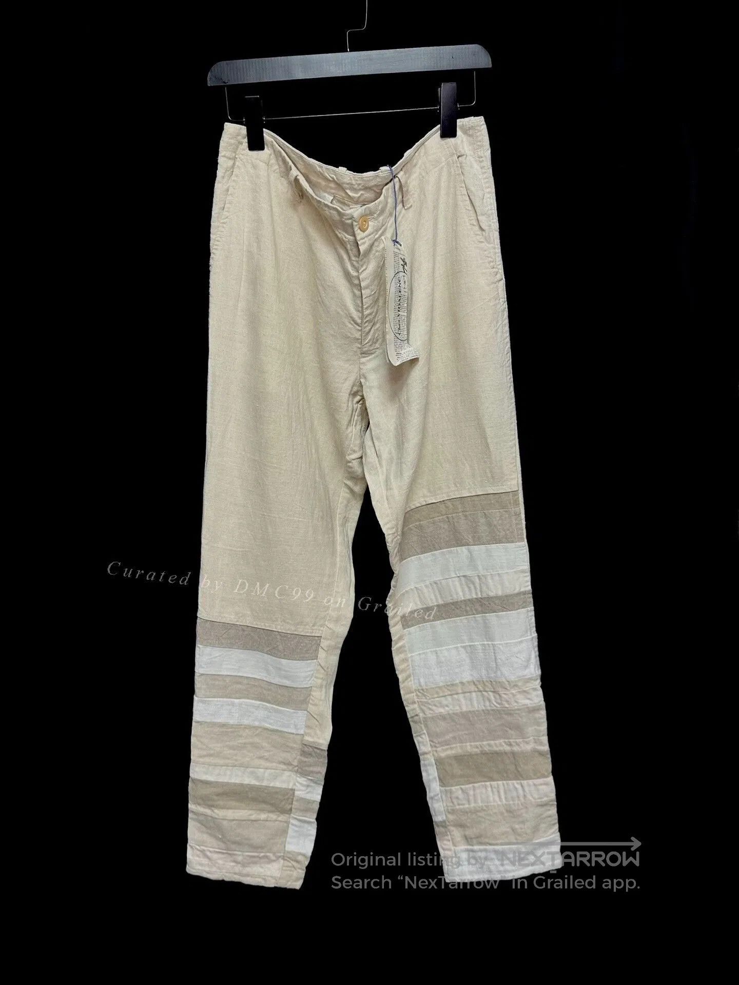 Casey Vidalenc Chez VIDALENC Vintage Linen Patchwork Pants. Size 41" - 1 Thumbnail