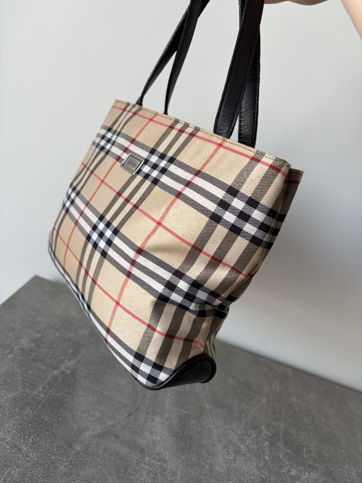 Burberry Rare Burberry Blue Label Tote Nova Check Beige Canvas Bag Size ONE SIZE - 4 Thumbnail