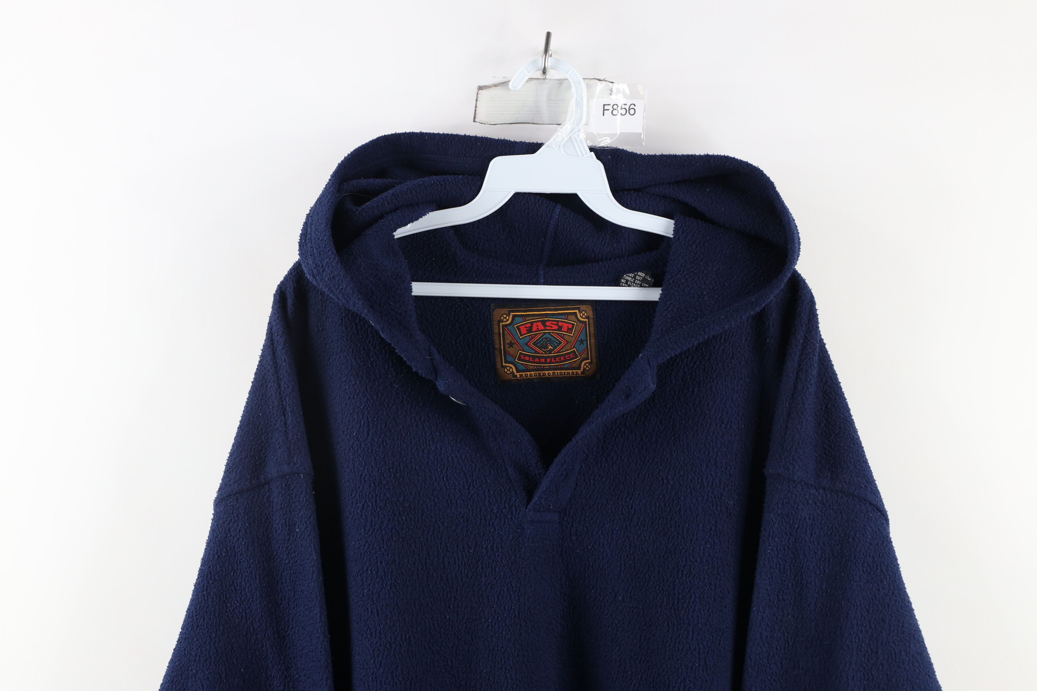 Vintage Vintage 90s Streetwear Blank Baggy Fit Fleece Henley Hoodie Size US XL / EU 56 / 4 - 2 Thumbnail
