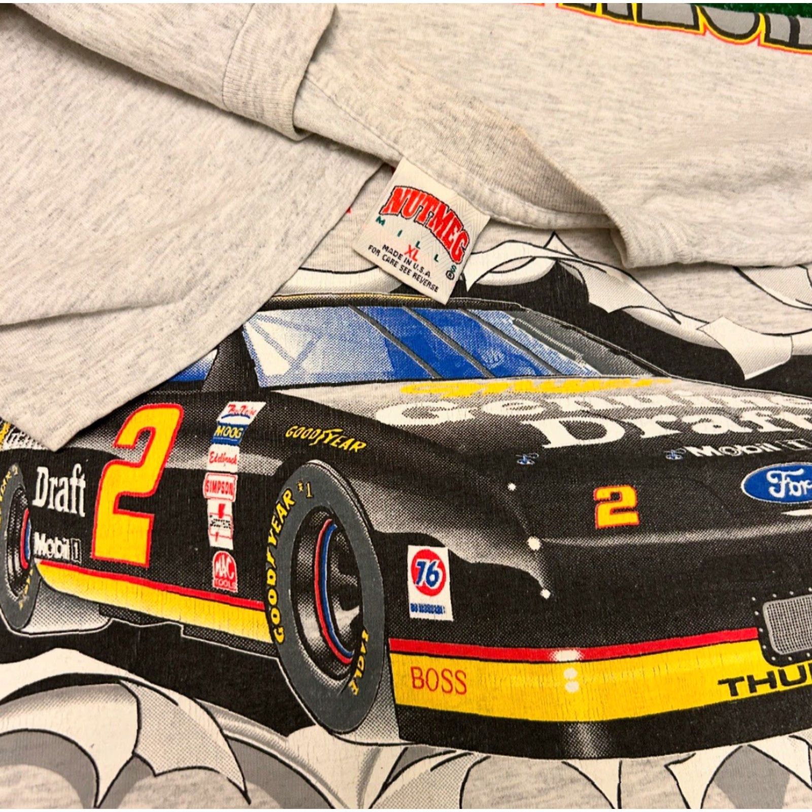 Nutmeg VINTAGE NASCAR Rusty Wallace 90s Shirt Mens XL Double Sided VTG Gray 1990s Cars Sports Hip Hop Break Through Size US XL / EU 56 / 4 - 3 Thumbnail