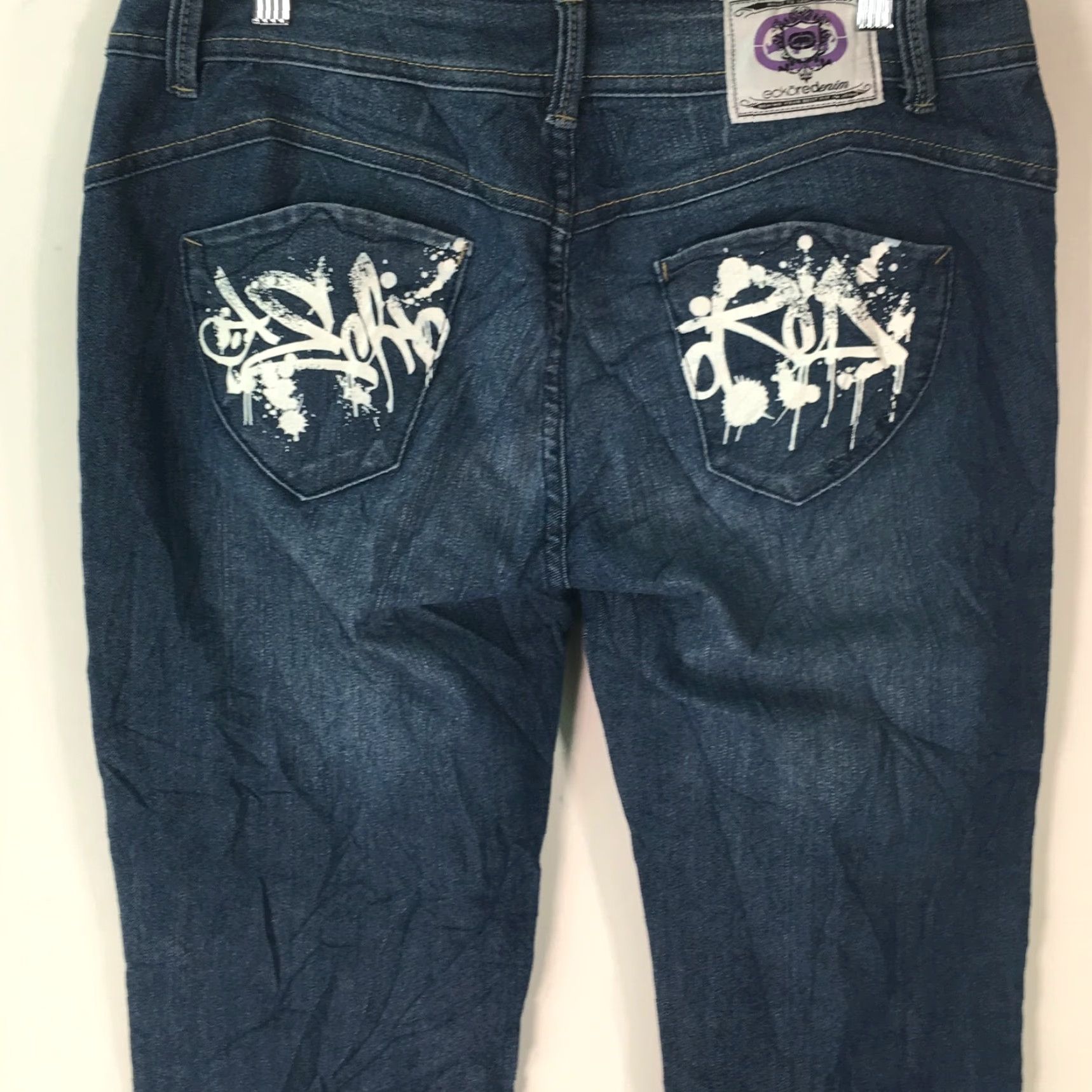 Denime VINTAGE Ecko Red Womens Jeans Distressed Blue Denim Size 13 Regular Low Rise Stretch 34 Inseam 5-Pocket Design Mens? Size 34" / US 12 / IT 48 - 4 Thumbnail