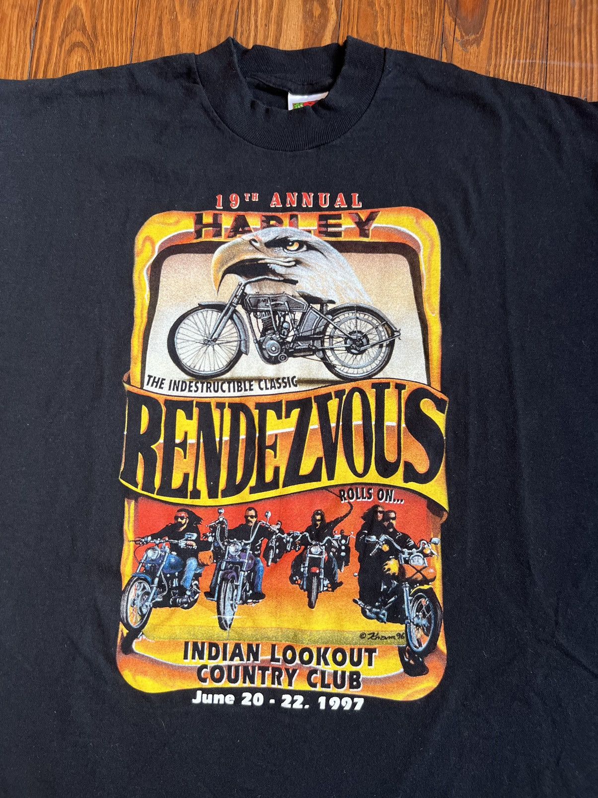 Harley Davidson × Vintage Vintage Harley Davidson Rendezvous Shirt 90s Motorcycle USA Size US XL / EU 56 / 4 - 1 Thumbnail
