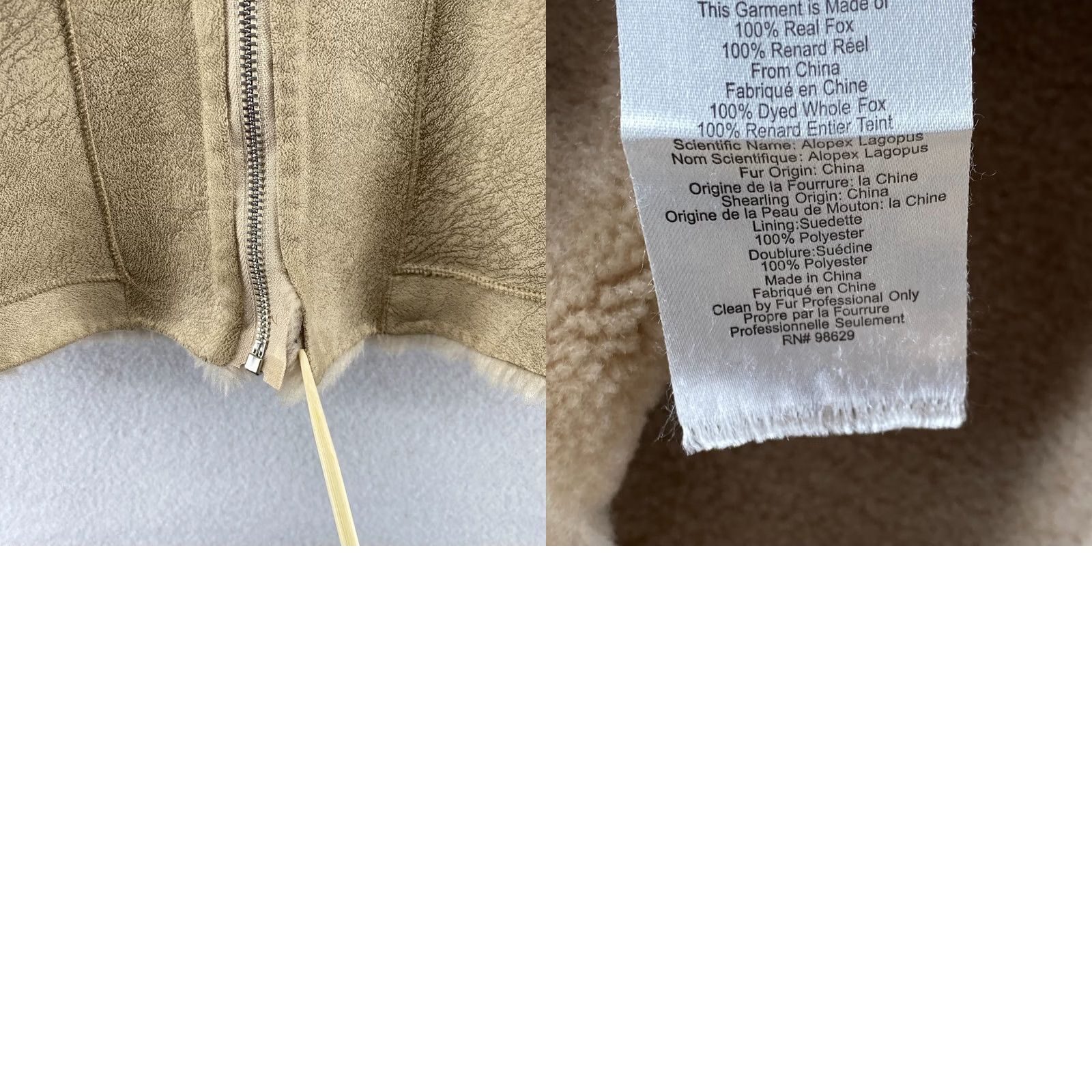 Vintage La Fiorentina Coat Womens S Beige Reversible Hooded Dyed Fox Fur Shearling Jacket 3/4 Sleeve Full Zip Size S / US 4 / IT 40 - 10 Thumbnail