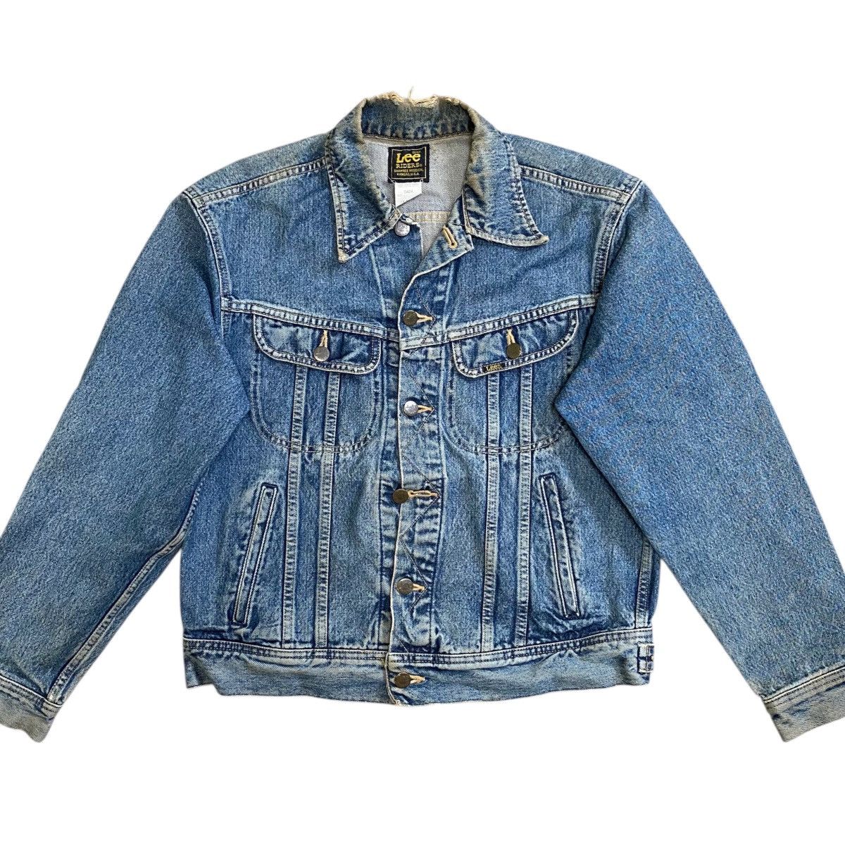 Lee × Vintage 💥80s LEE RIDER DENIM JEAN JACKET BUTTON WESTERNER Size US L / EU 52-54 / 3 - 4 Thumbnail