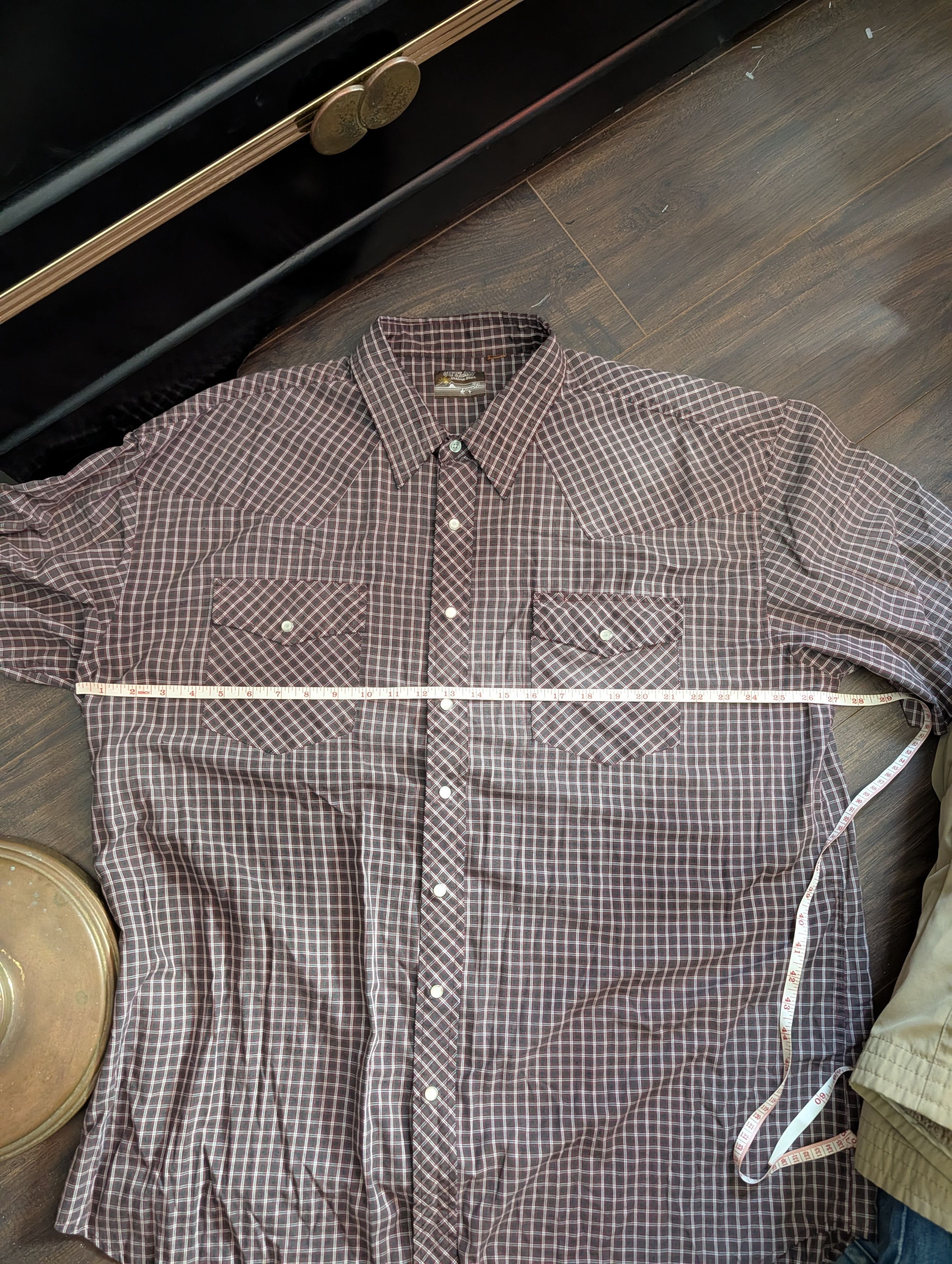 Vintage OUTLAW WESTERN WEAR vtg snap button S/S red shirt Size US XXL / EU 58 / 5 - 13 Thumbnail