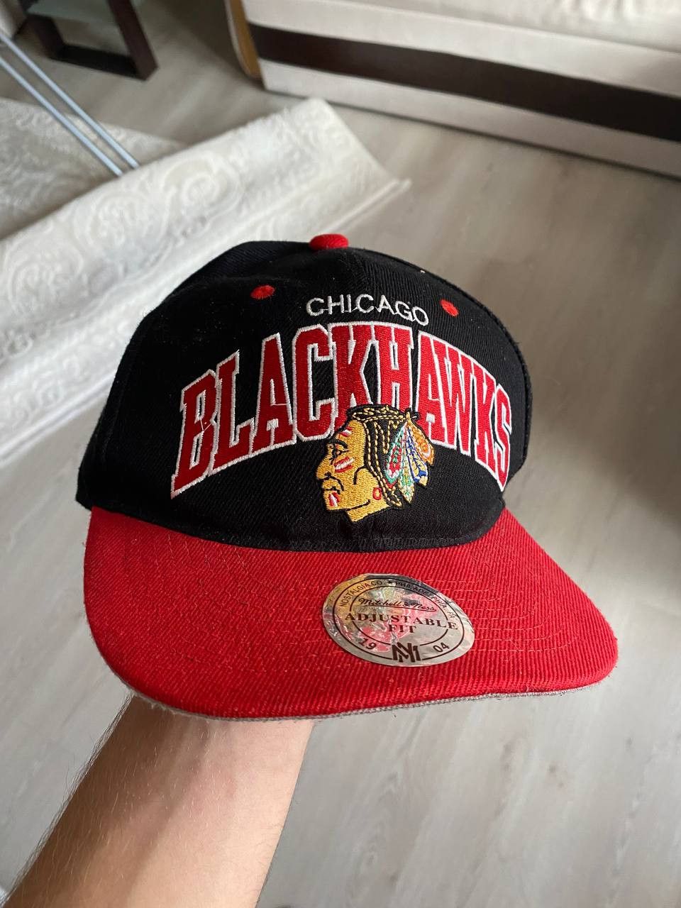 Chicago Blackhawks Corduroy Snapback Hat Vintage 90s NHL 