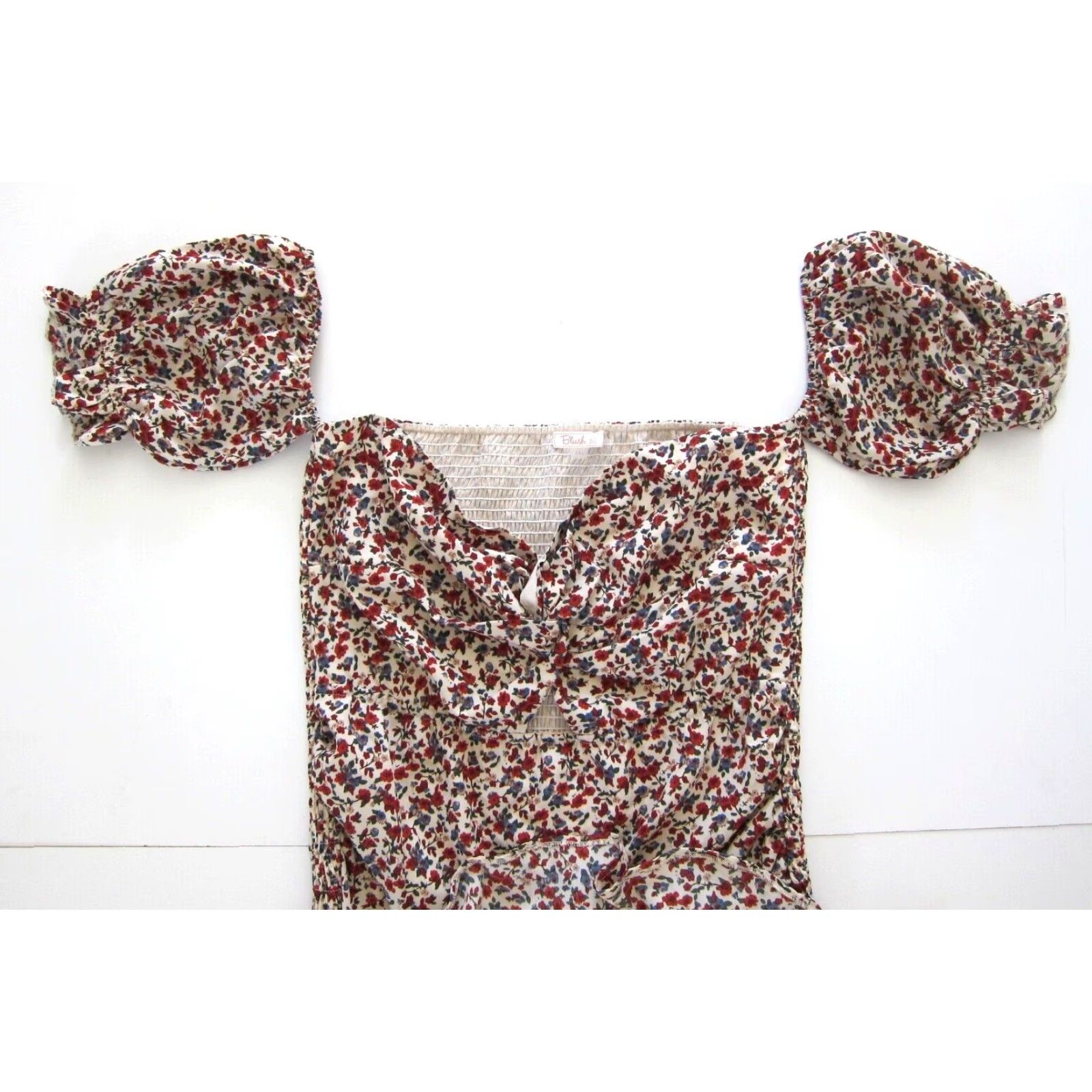 Vintage VINTAGE NWT Blush BJ Red Floral Off Shoulder Stretch Short Tunic Dress 2X Size 40" / US 18 - 3 Thumbnail