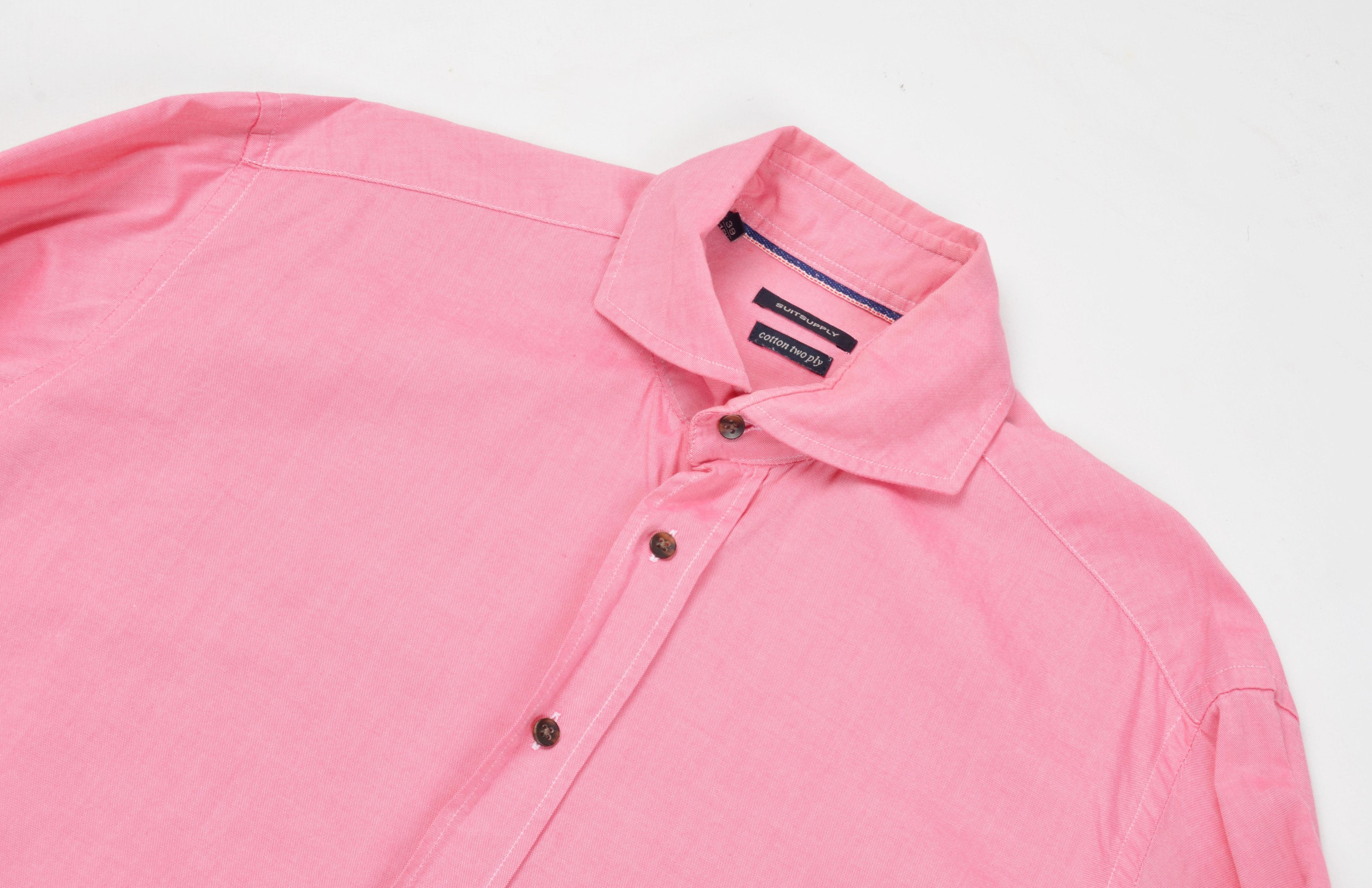 Suitsupply Suitsupply Pure Cotton Long Sleeve Pink Button Down Shirt Size US M / EU 48-50 / 2 - 2 Thumbnail