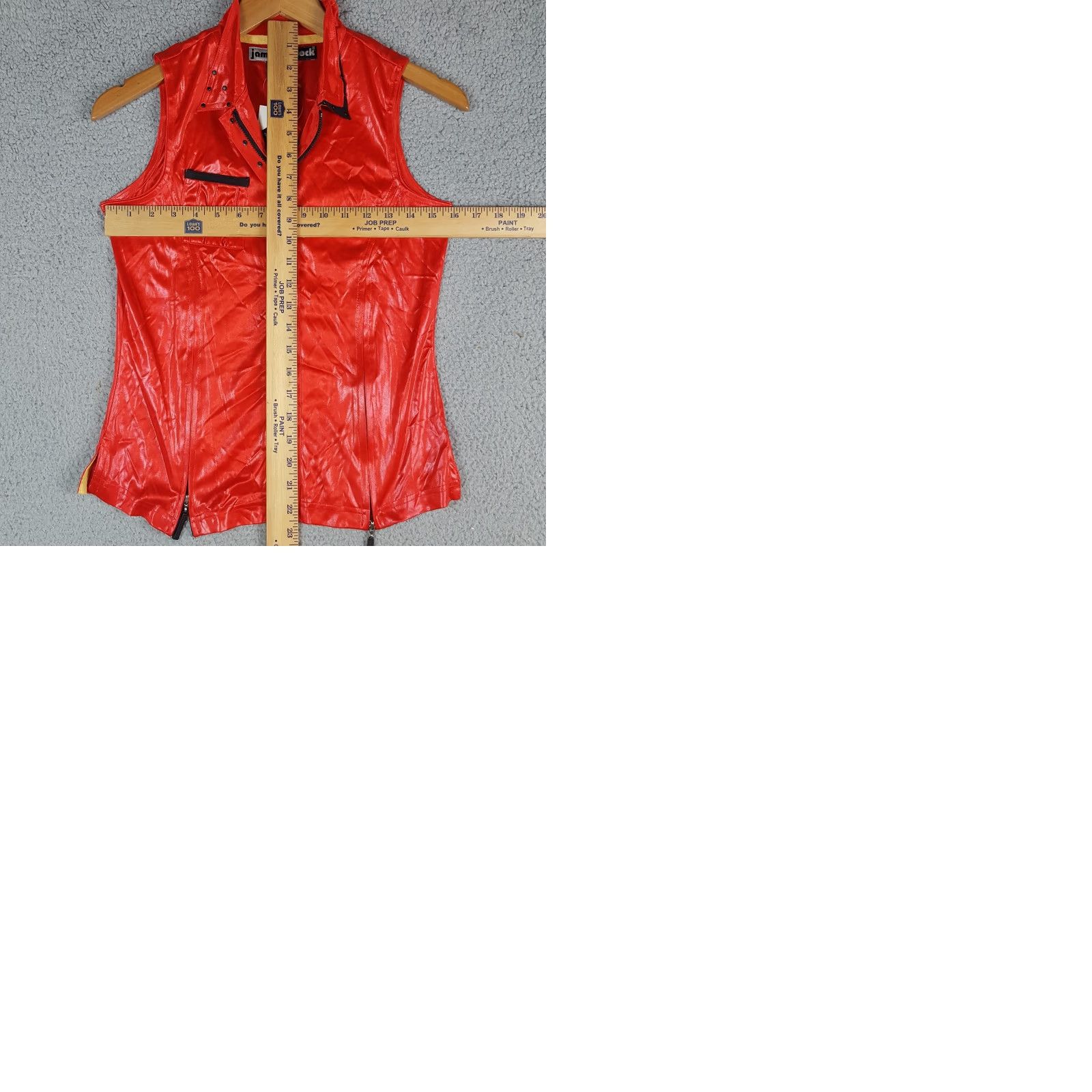 Vintage VINTAGE Jamie Sadock Tank Top Vest Polo Woman S Red Faux Leather Wet Look Sleeveless Size S / US 4 / IT 40 - 9 Thumbnail