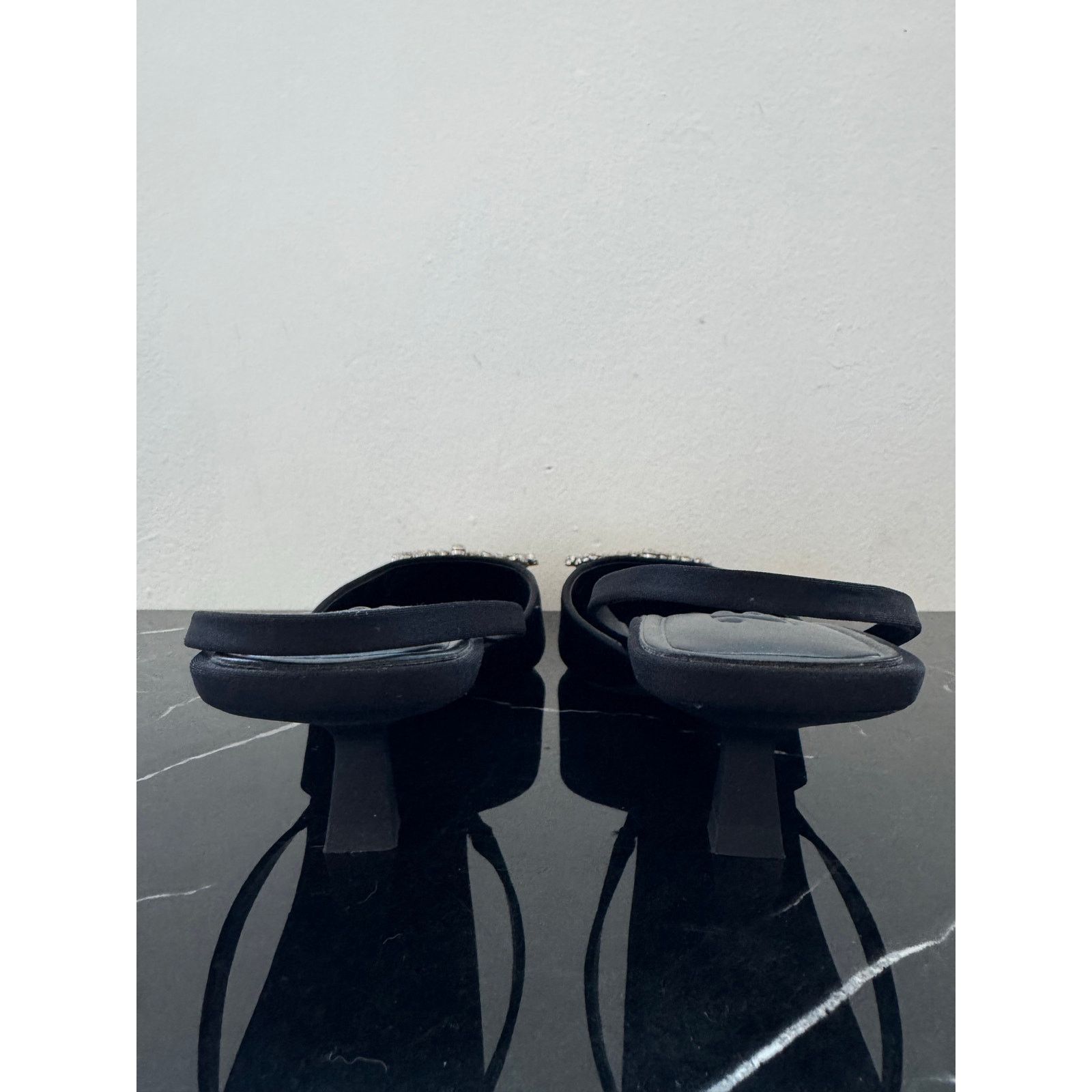 Zara Zara Black Rhinestone Pointed Toe Slingback Kitten Heel Size US 9 / IT 39 - 7 Thumbnail