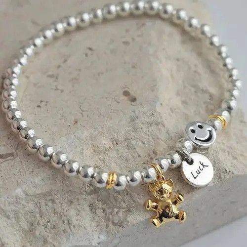 Other Elastic Silver Color Lucky Bear Pendant Bracelet Size ONE SIZE - 2 Thumbnail