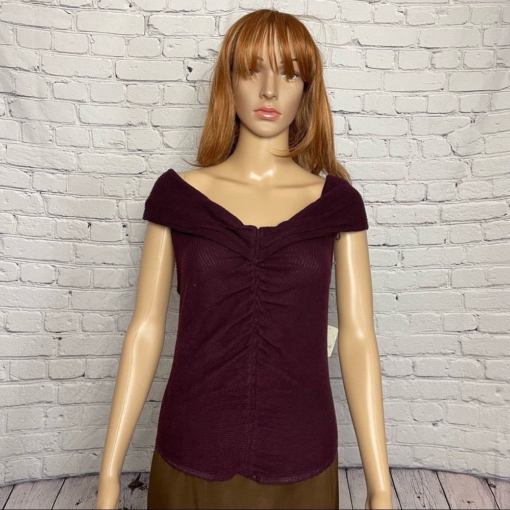 Free People NWT New $58 Free People This Cutie Purple Ruched Off-the-Sh Size L / US 10 / IT 46 - 4 Thumbnail